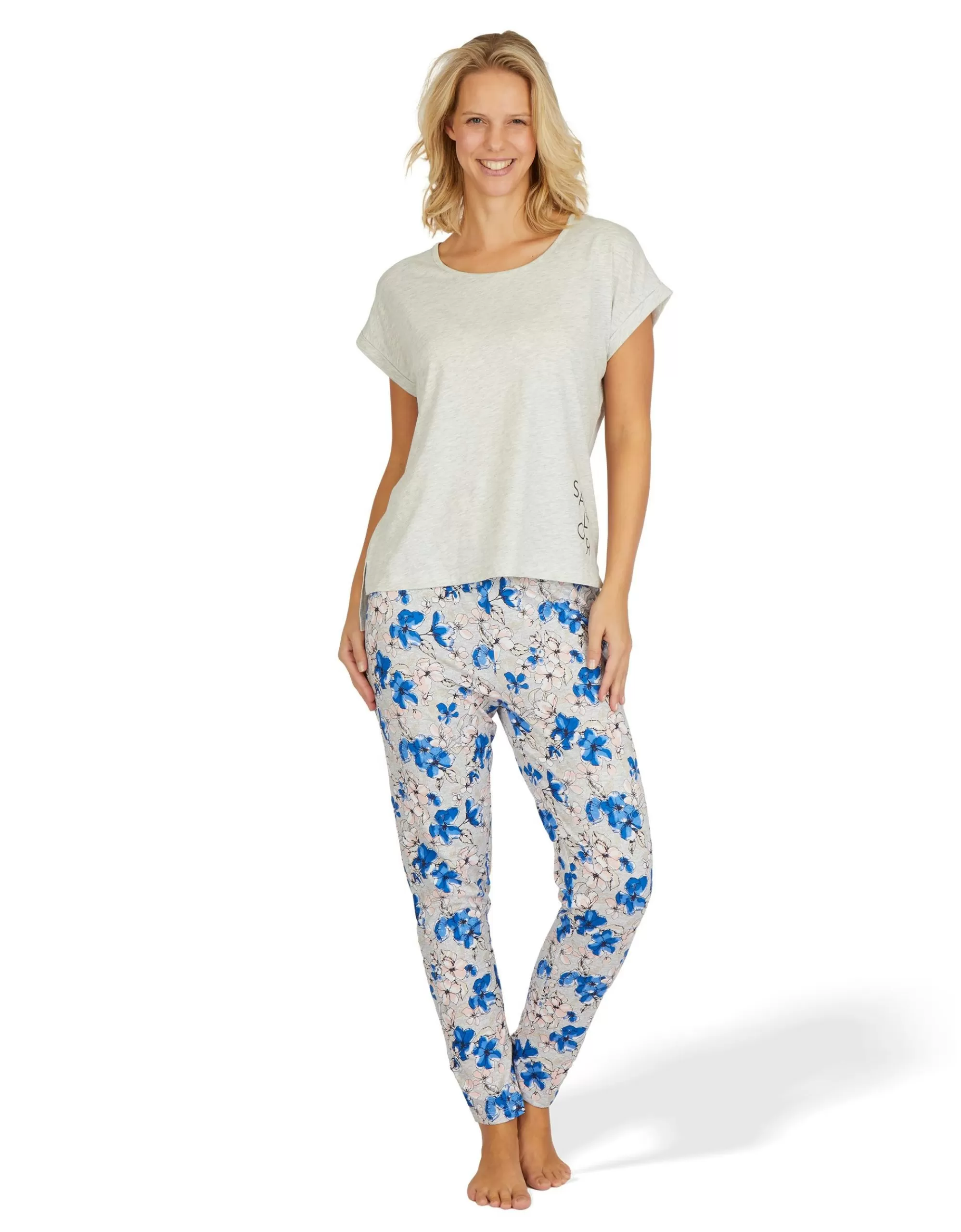 ADLER WOMEN Mix&Match Pyjamahose Grau/Blau Discount