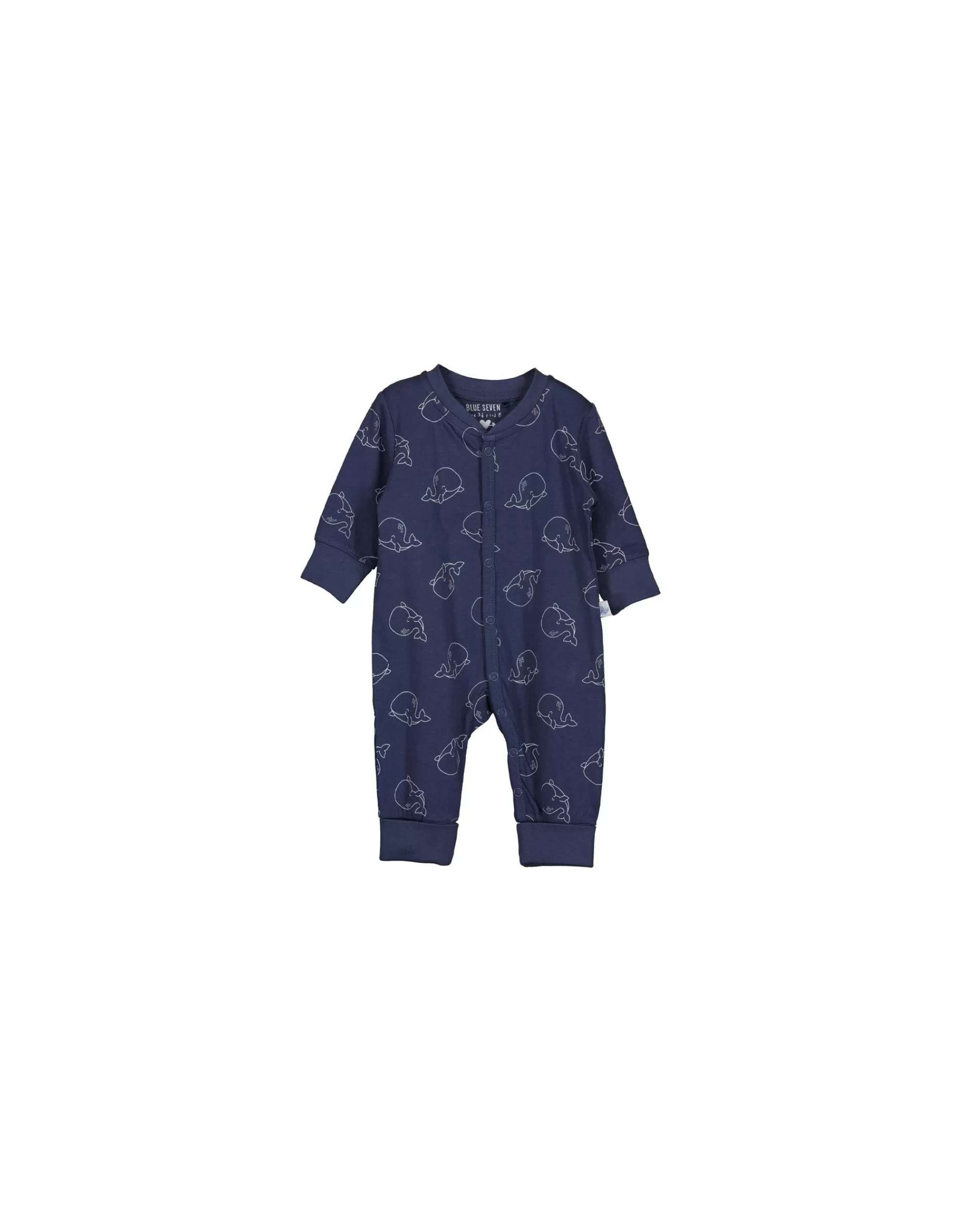 New Born Baby Boys Strampler Im Wal-Druck-Blue Seven Store