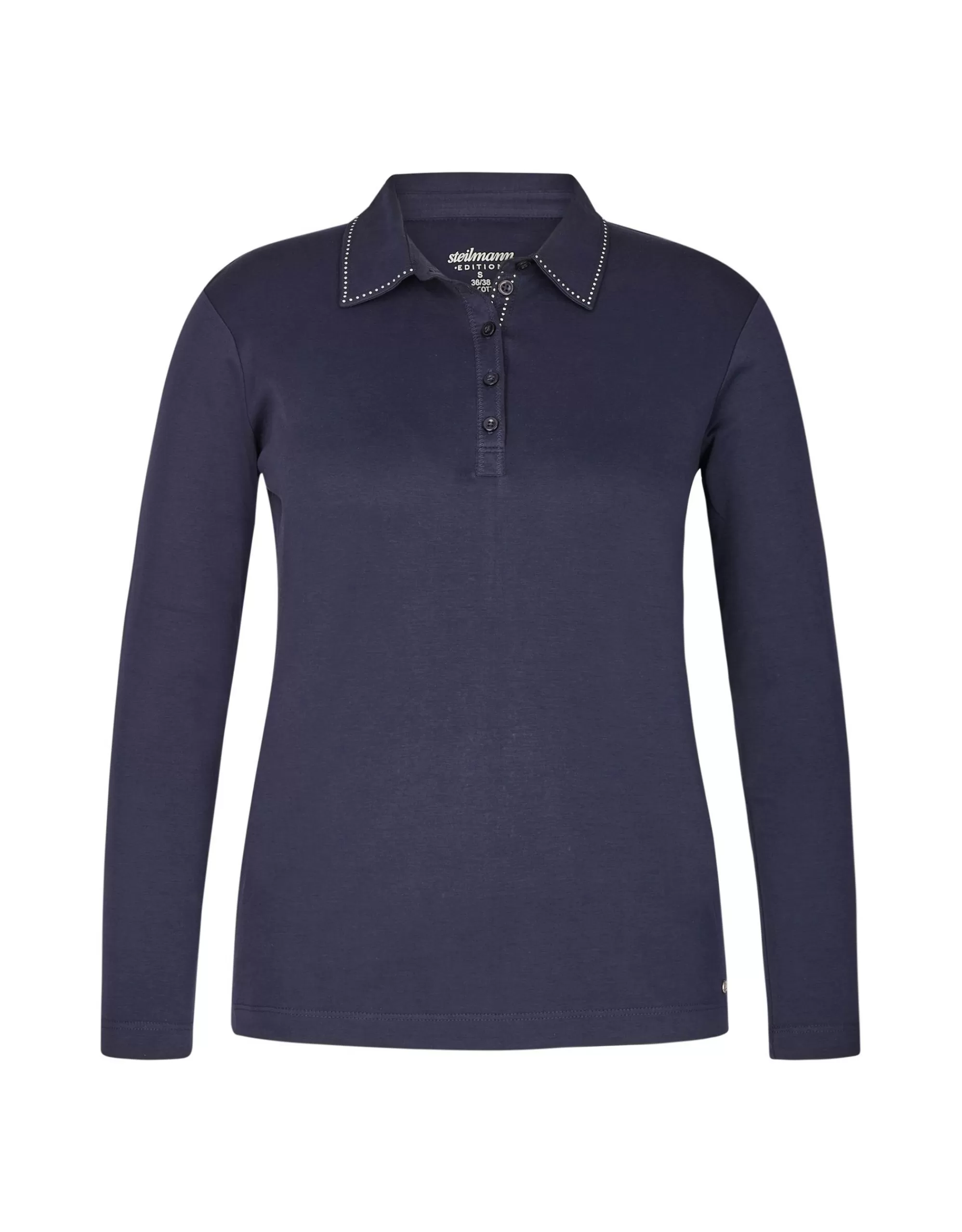 Steilmann Edition Pima Cotton Polo-Shirt Mit Deko-Steinen Marine Online