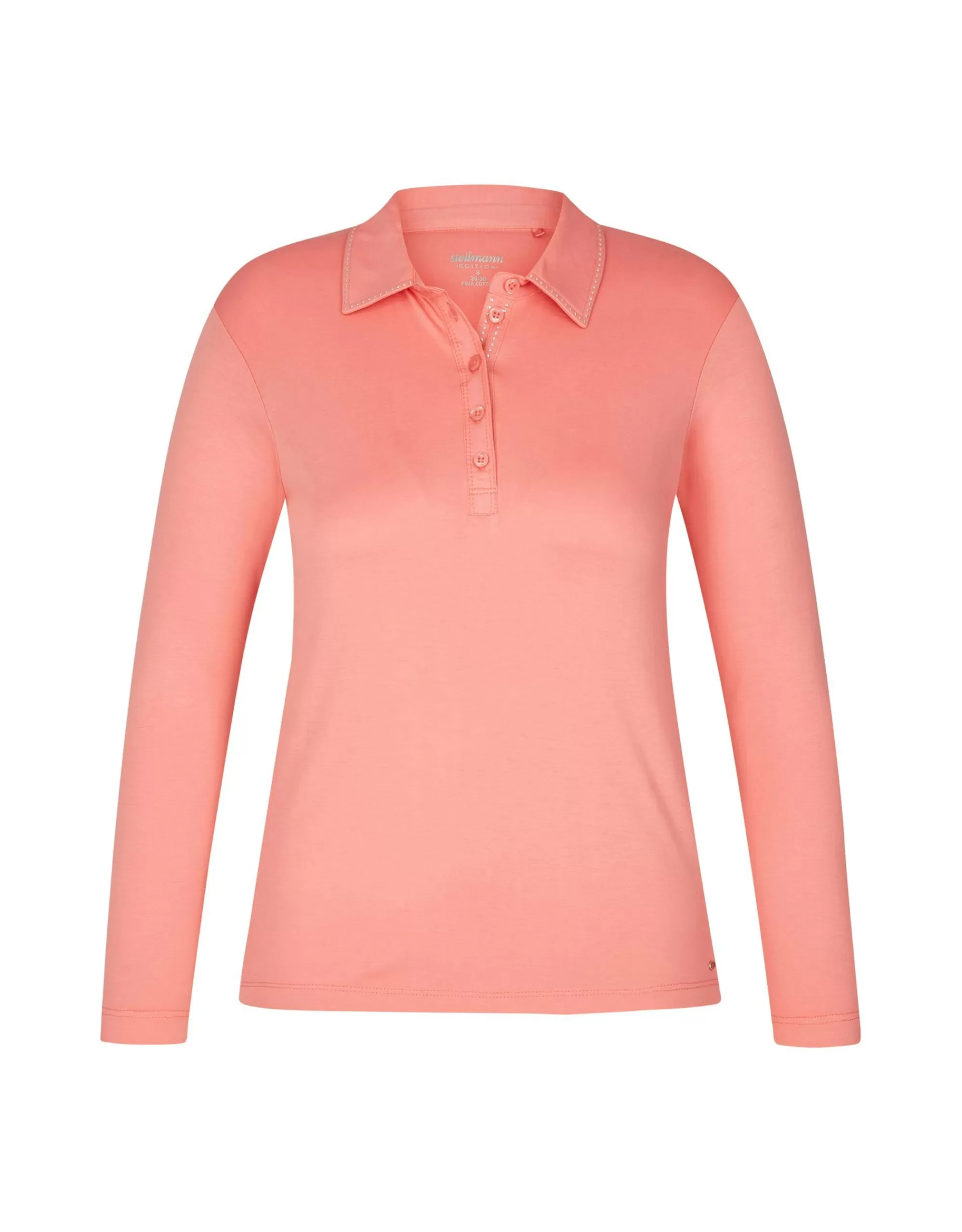 Steilmann Edition Pima Cotton Polo-Shirt Mit Deko-Steinen Rose Best Sale