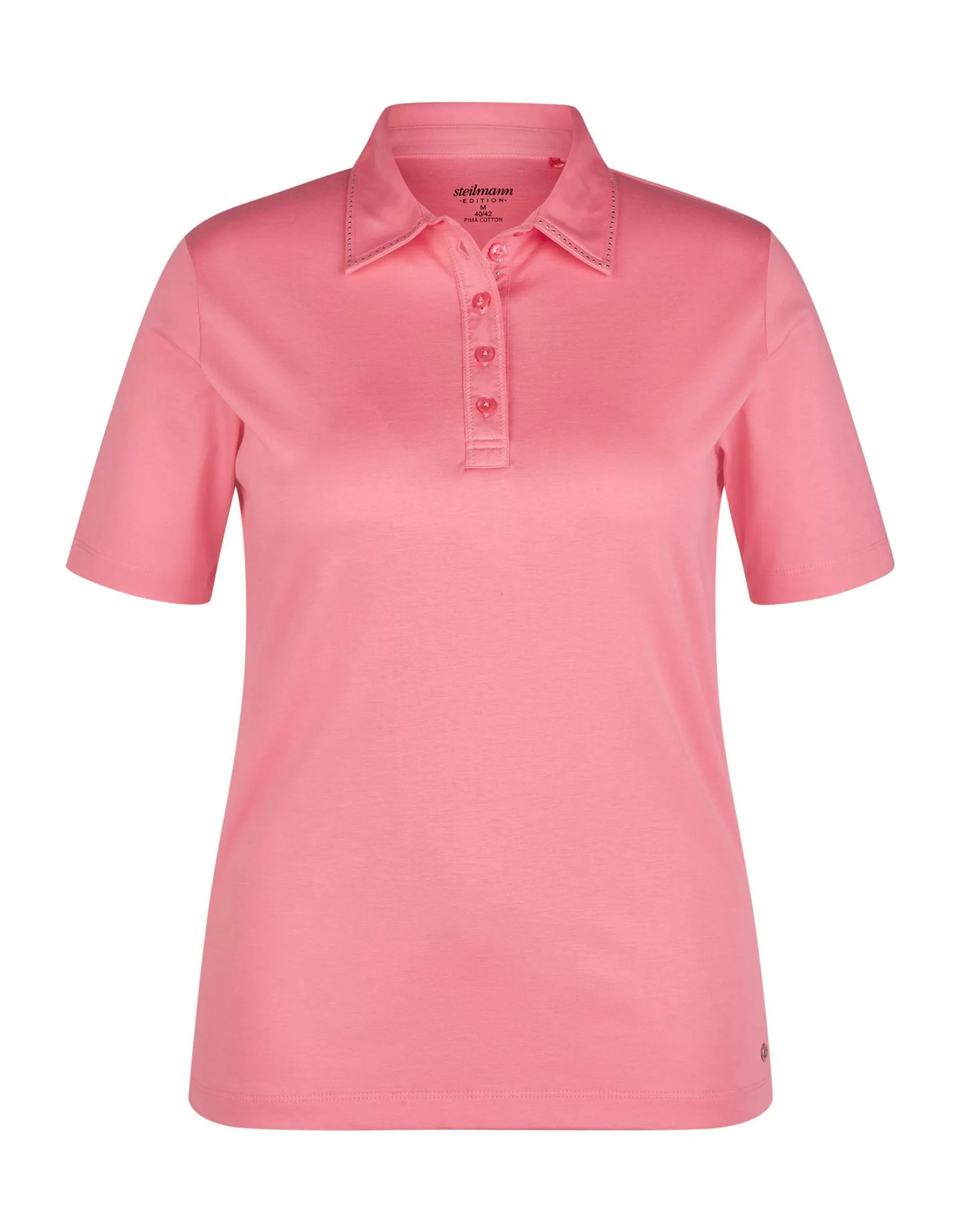 Steilmann Edition Poloshirt In Unifarbe Aus Pima Cotton Pink Hot