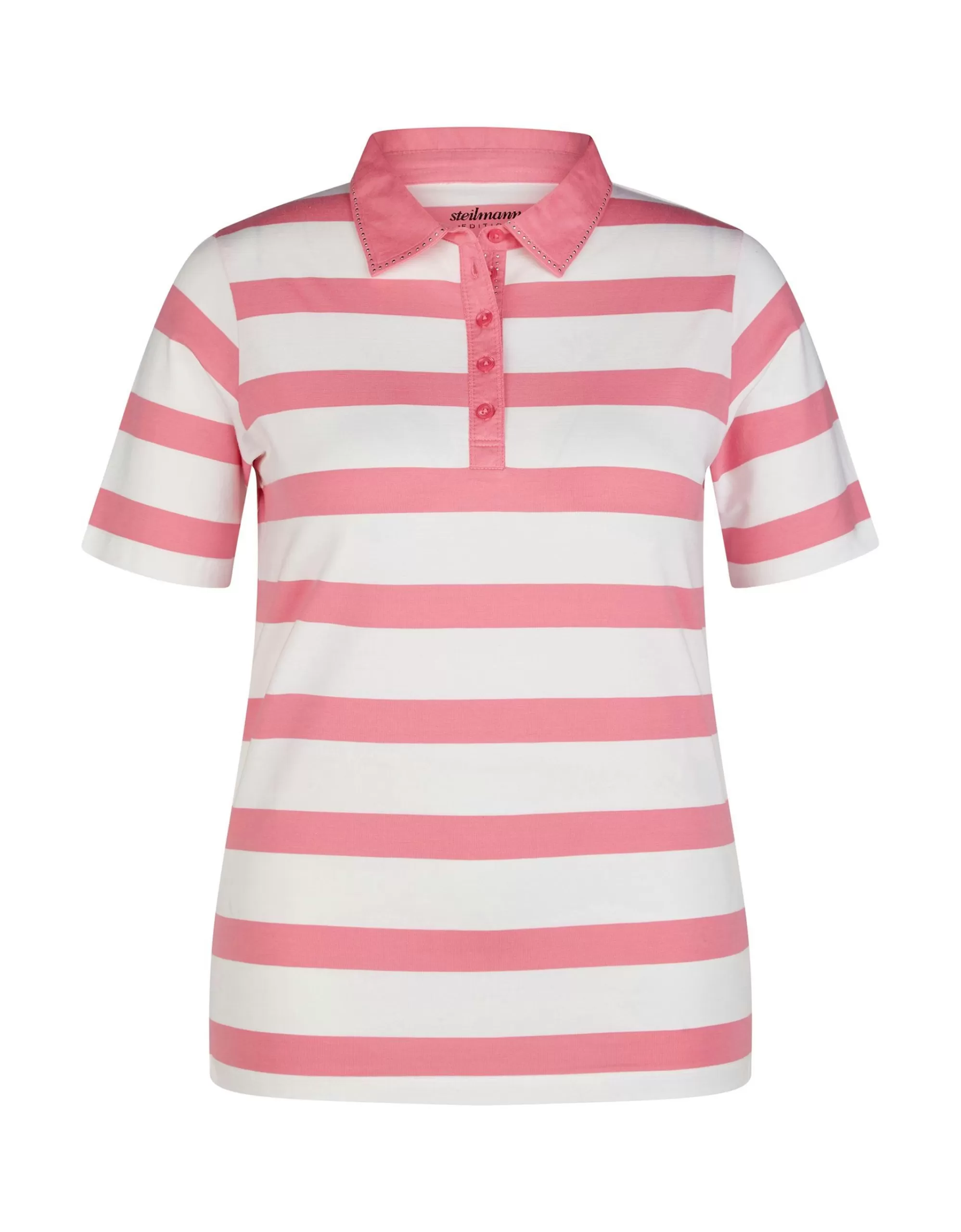 Steilmann Edition Poloshirt Mit Streifen - Aus Pima Cotton Pink Best