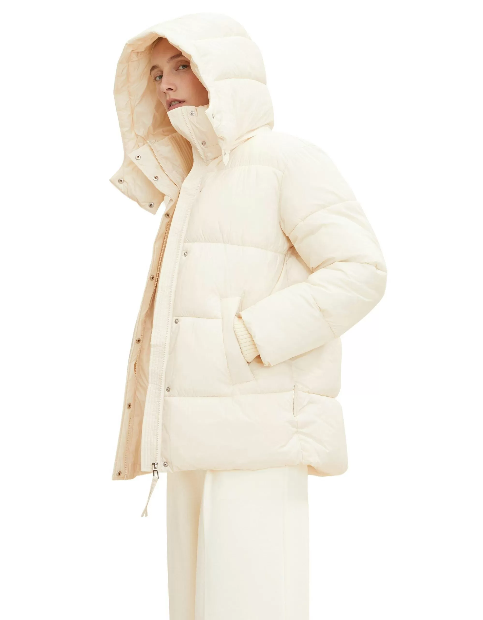 TOM TAILOR Pufferjacke Mit Abnehmbarer Kapuze Creme Store