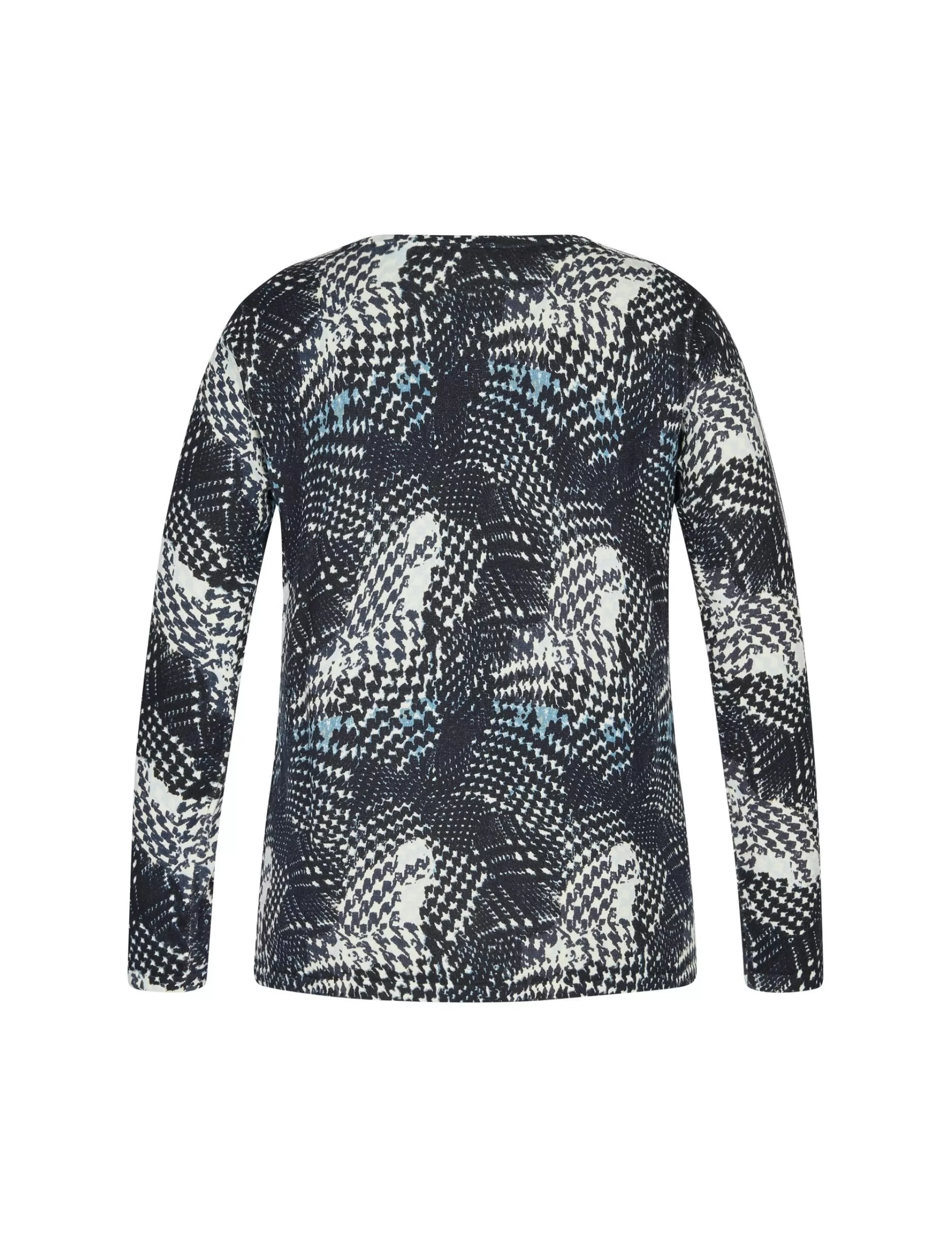 Bexleys woman Pullover Mit Alloverprint Und Galonstreifen Am Ärmel Blau/Weiß/Braun Store