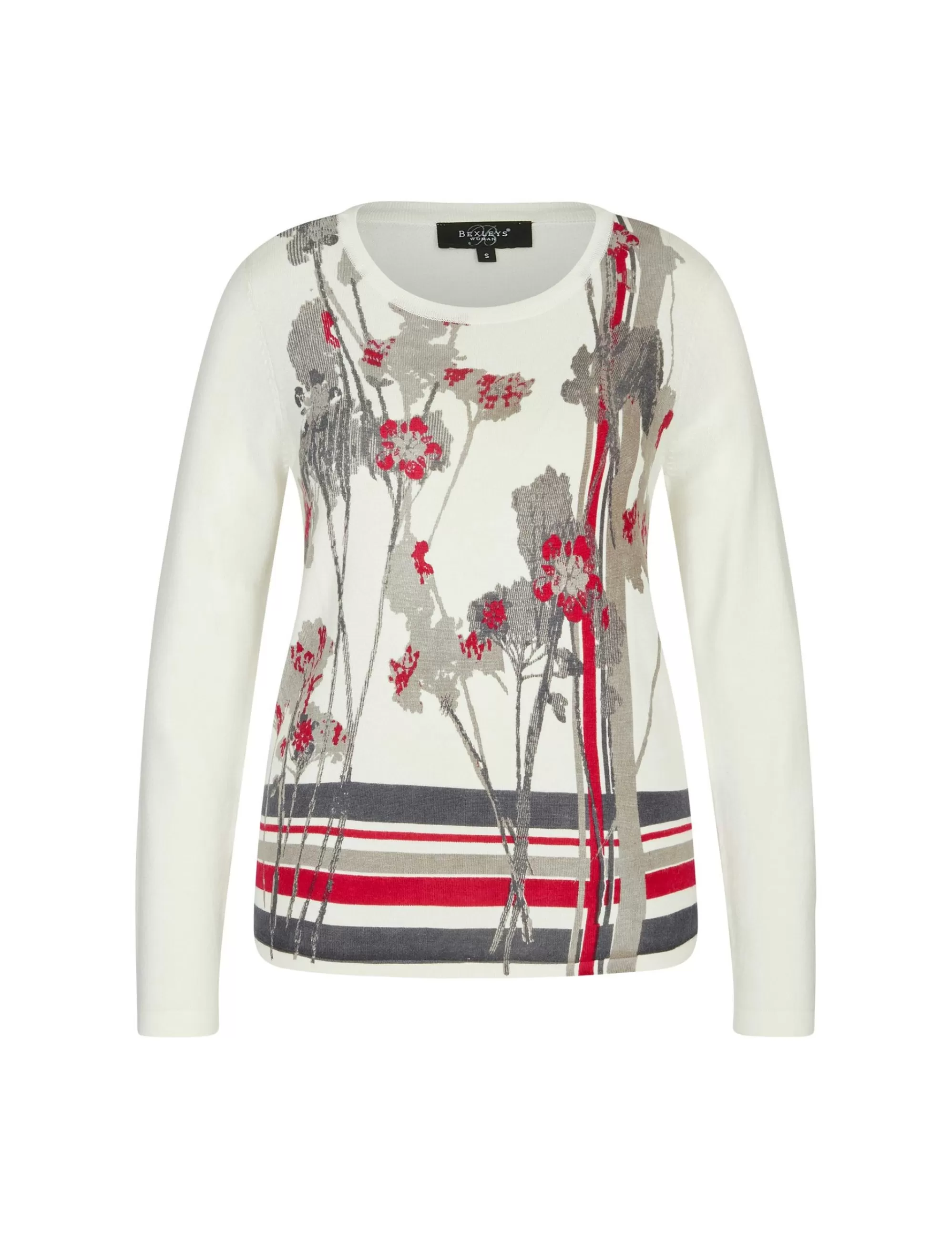 Bexleys woman Pullover Mit Blumenprint Weiß/Rot/Grau Best Sale