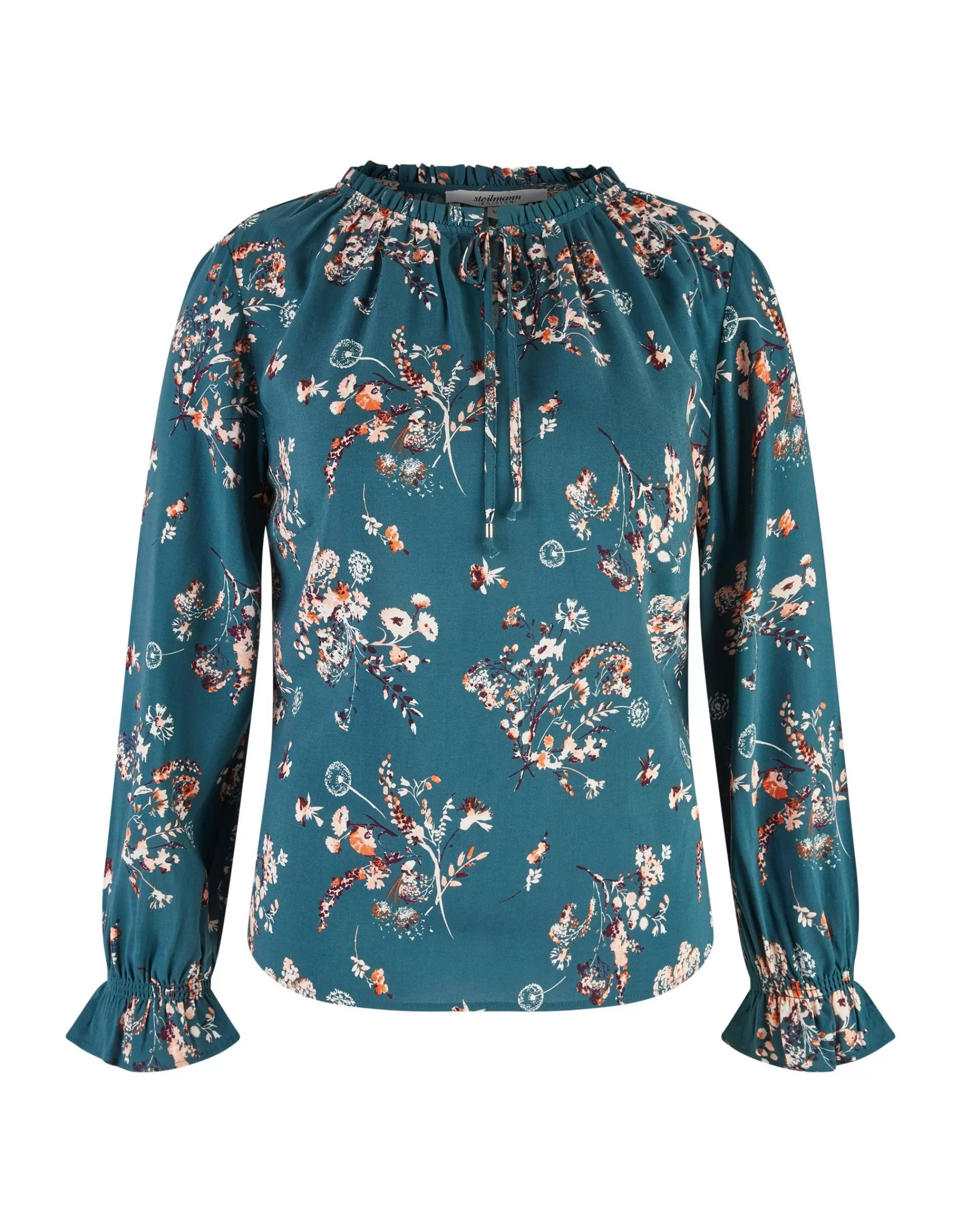 Steilmann Edition Schlupfbluse Mit Blumen Muster Blau/Rosa Flash Sale