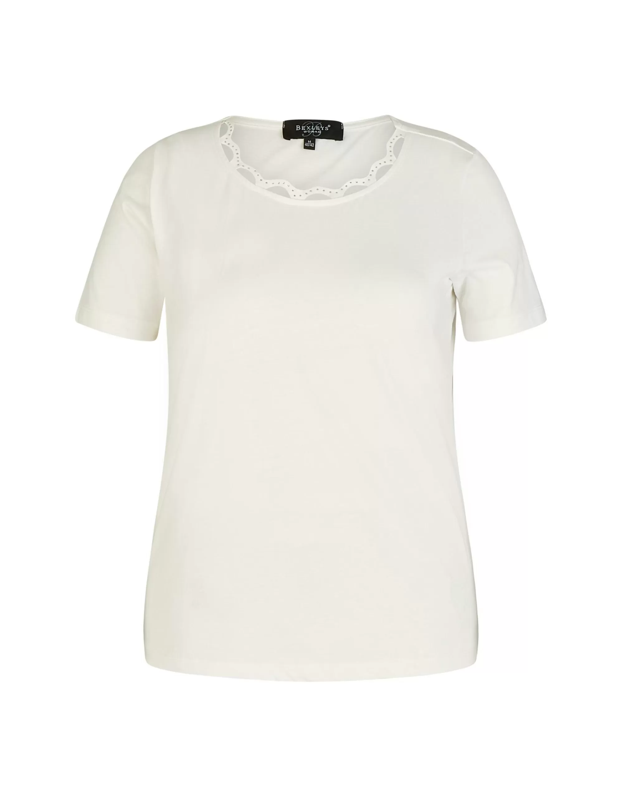 Bexleys woman Shirt Mit Dekorativen Band Und Steinchen Am Ausschnitt Weiß Clearance