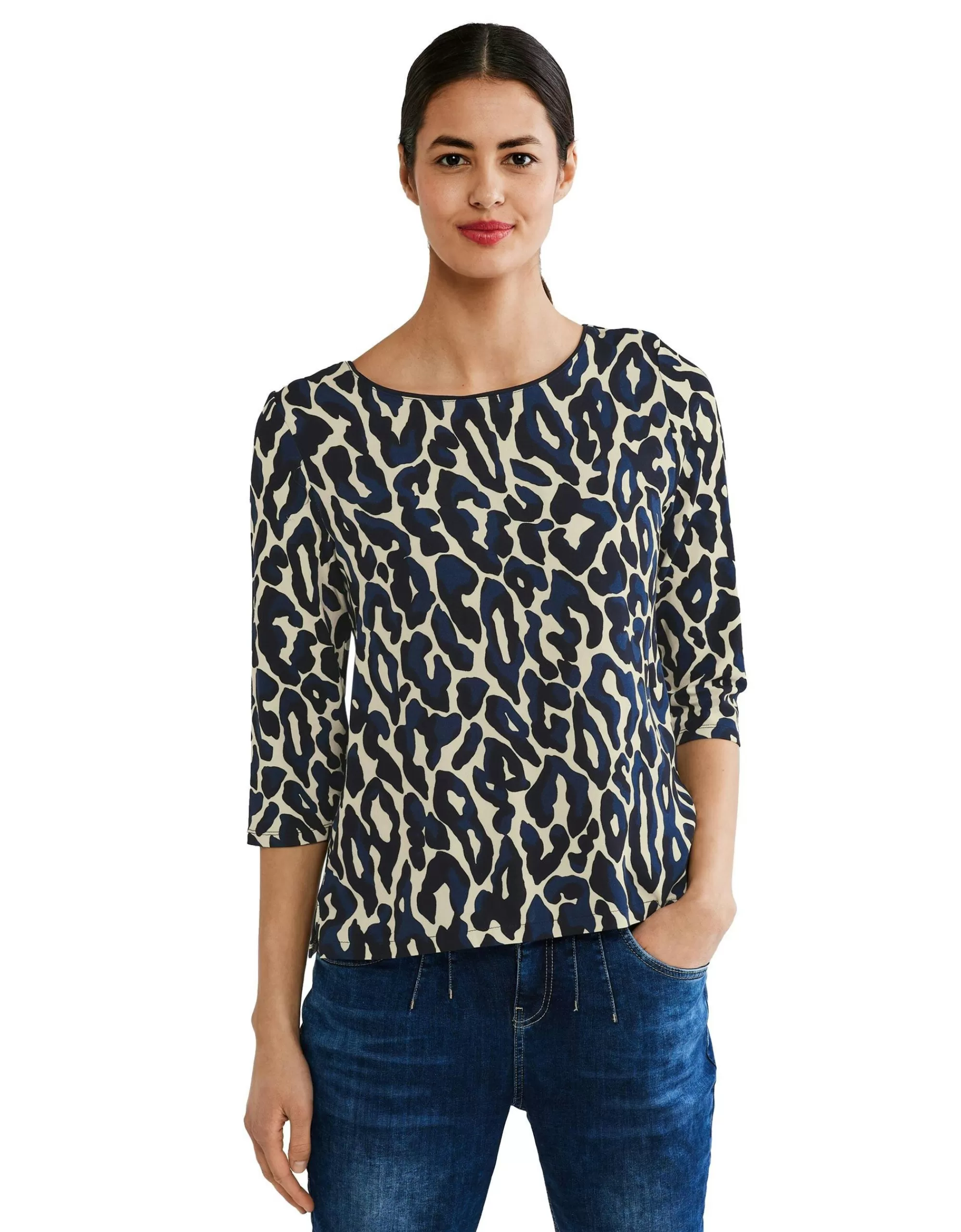 Street One Shirt Mit Leo Print Dunkelblau Cheap