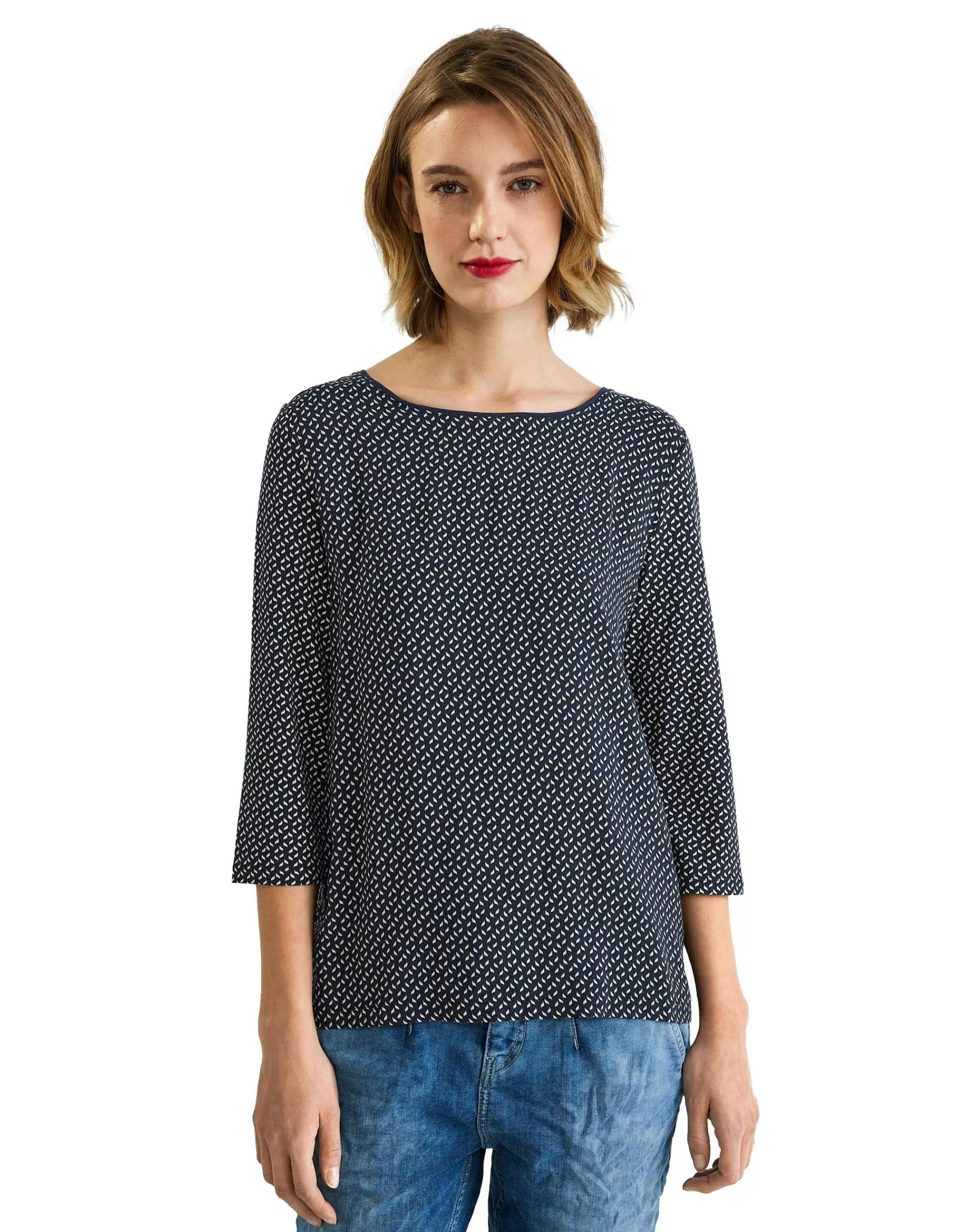 Street One Shirt Mit Minimalprint Dunkelblau Sale