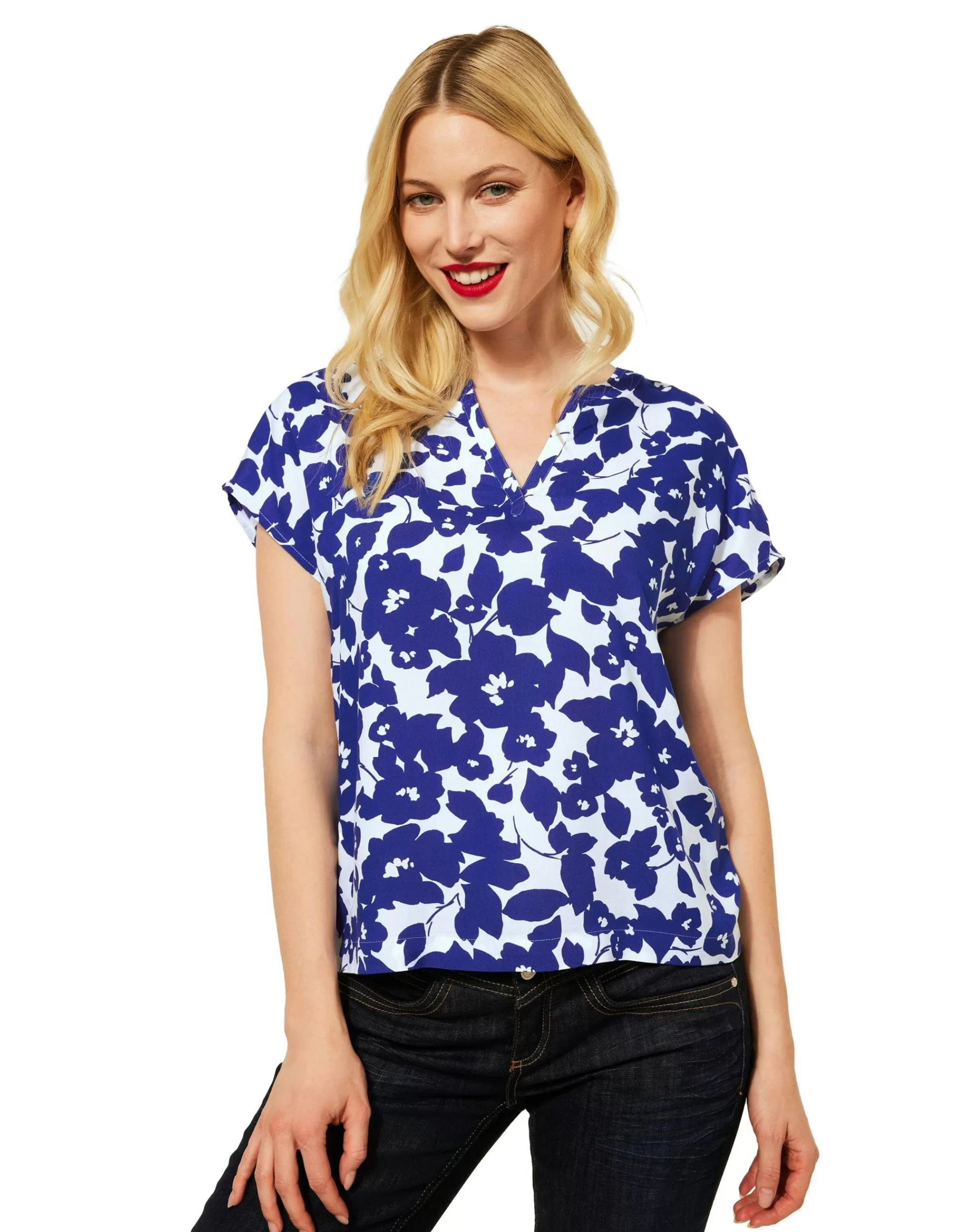 Street One Shirtbluse Mit Print Blau/Weiß Best Sale