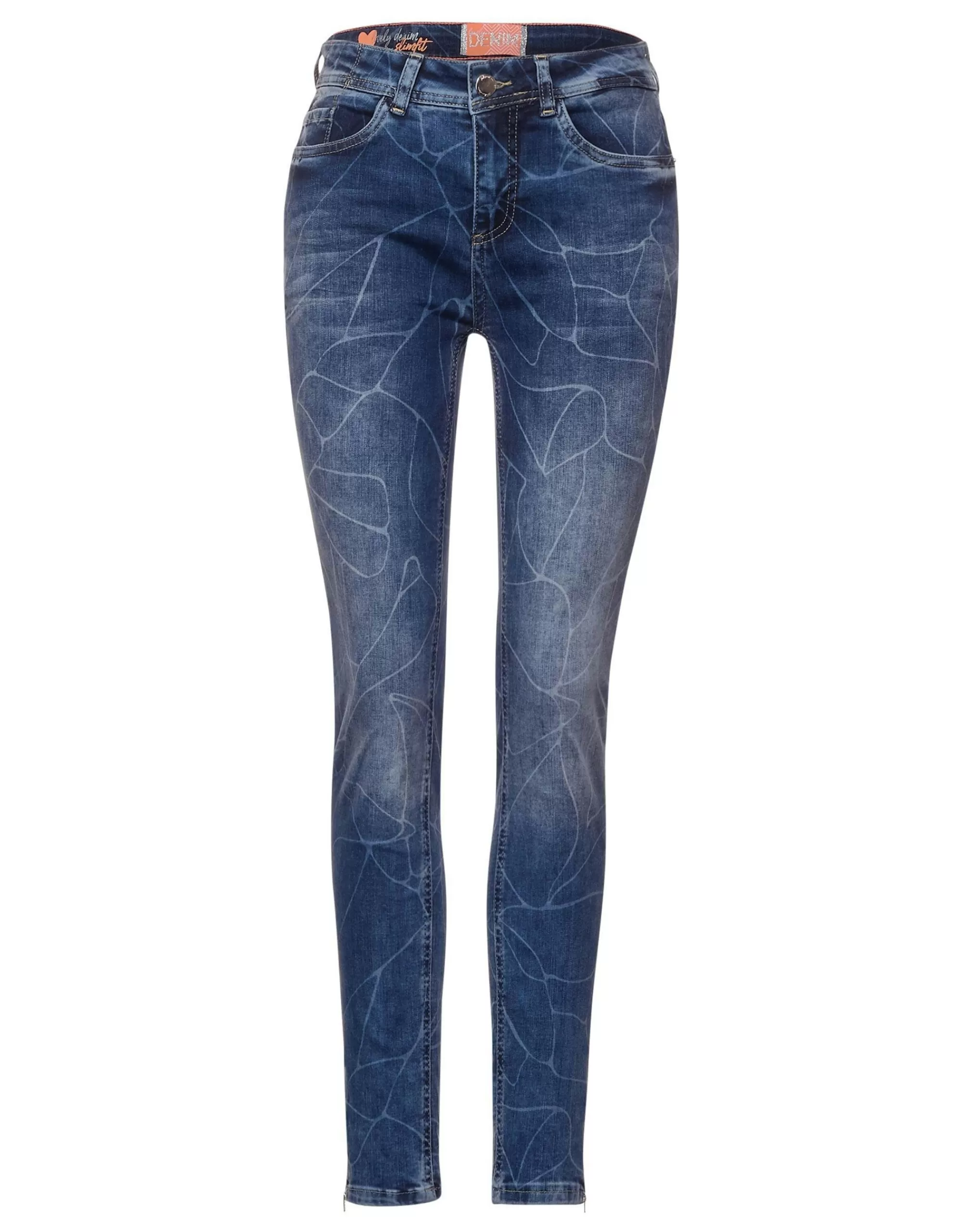 Street One Slim Fit Jeans Mit Print Dark Indigo Laser Washed Sale