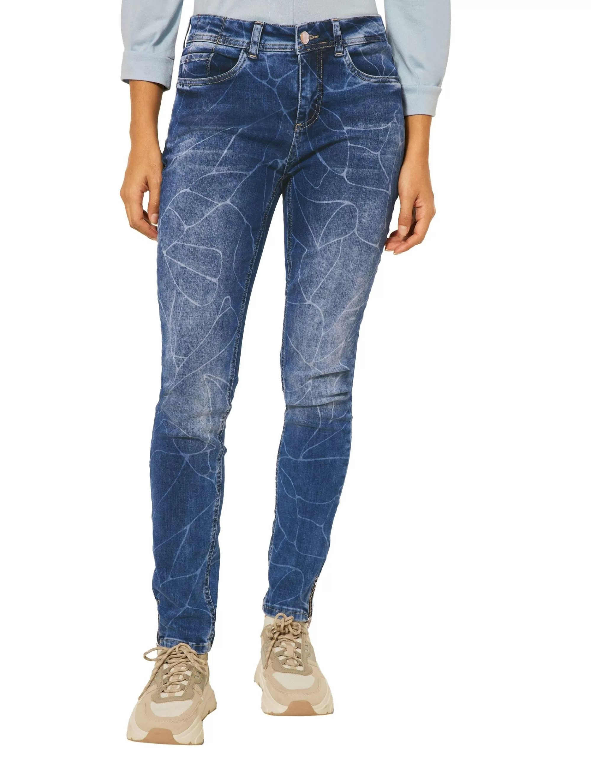 Street One Slim Fit Jeans Mit Print Dark Indigo Laser Washed Sale