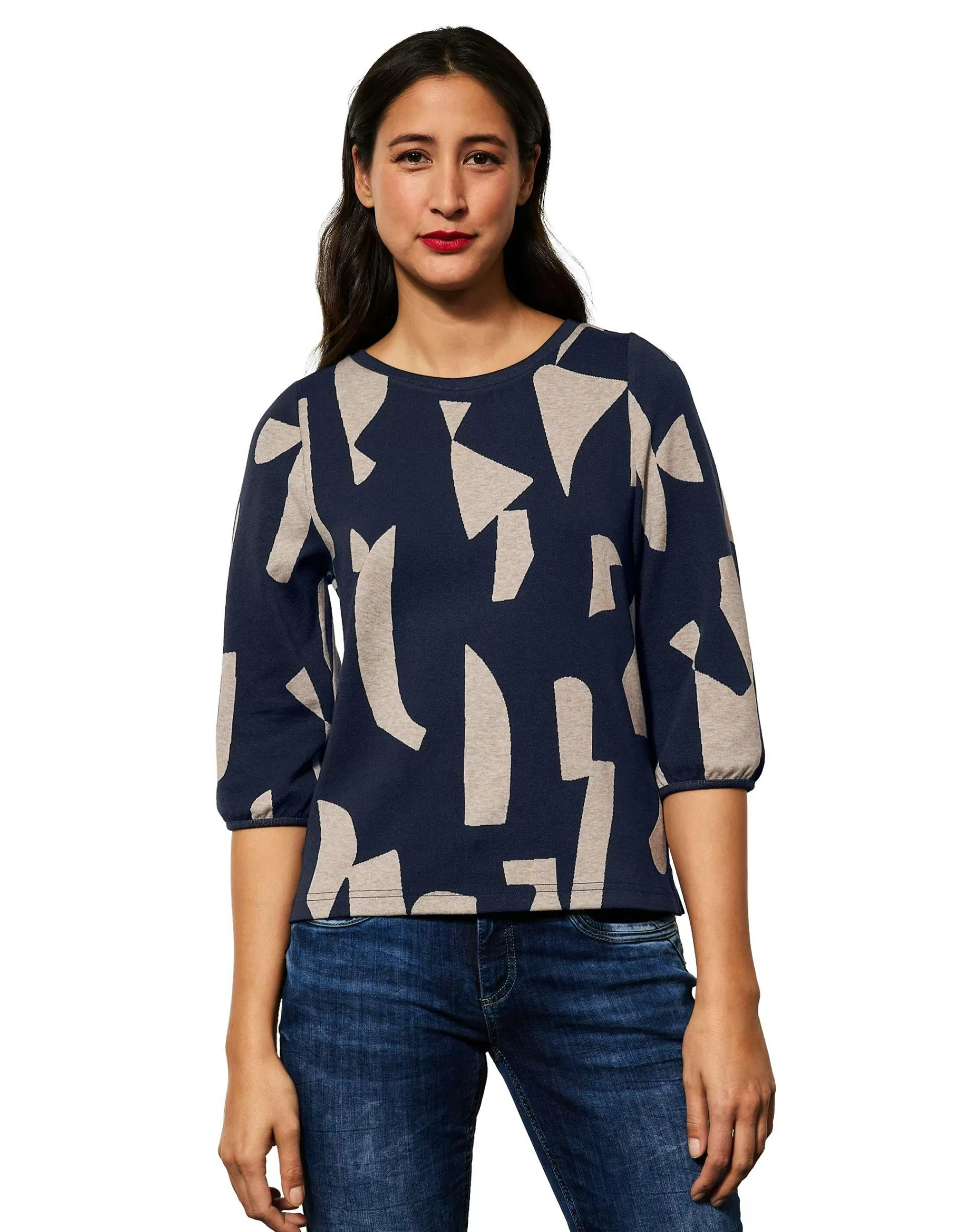 Street One Softes Shirt Mit Muster Dunkelblau Cheap