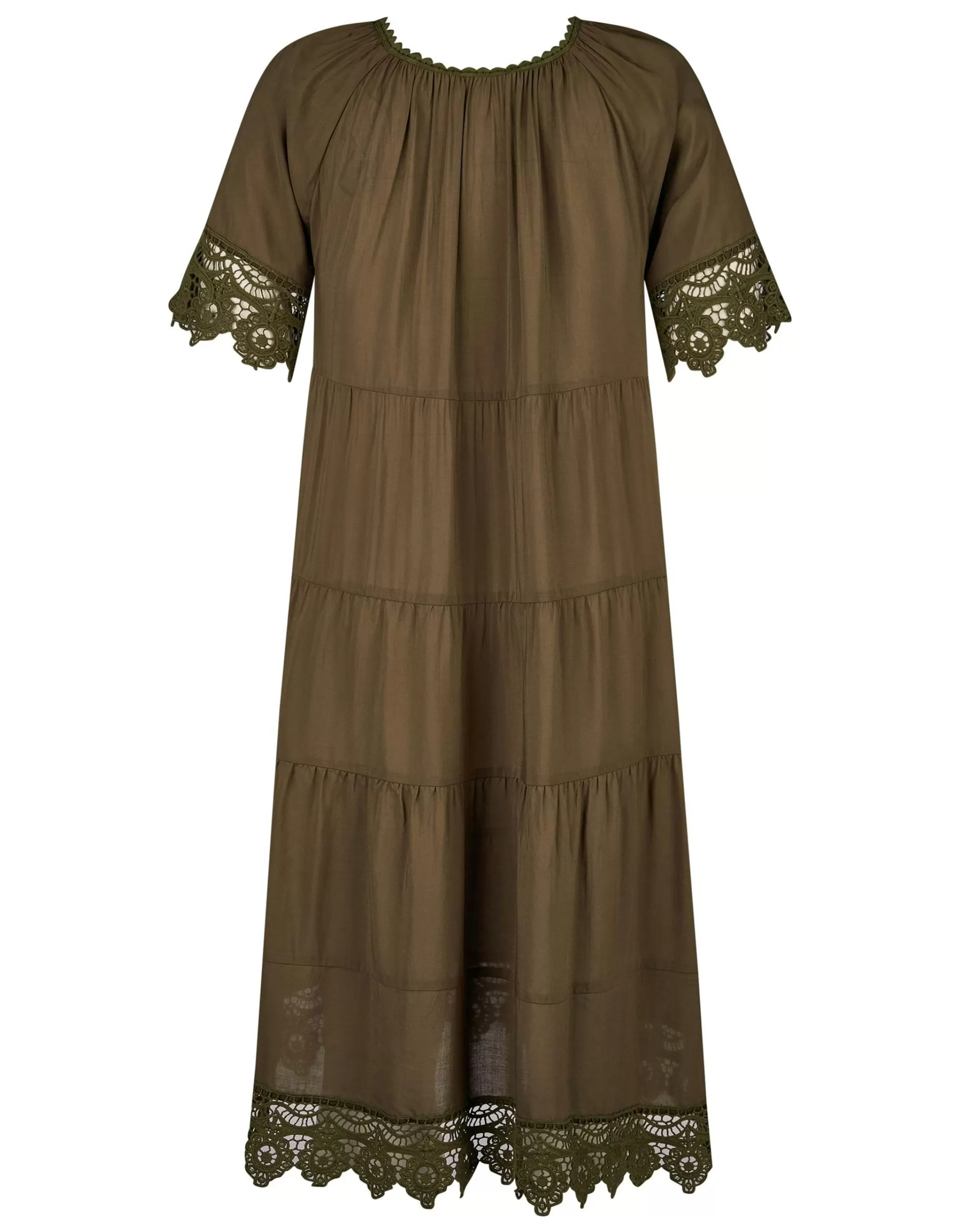 Steilmann Edition Stufenkleid Aus Viskose Khaki Store