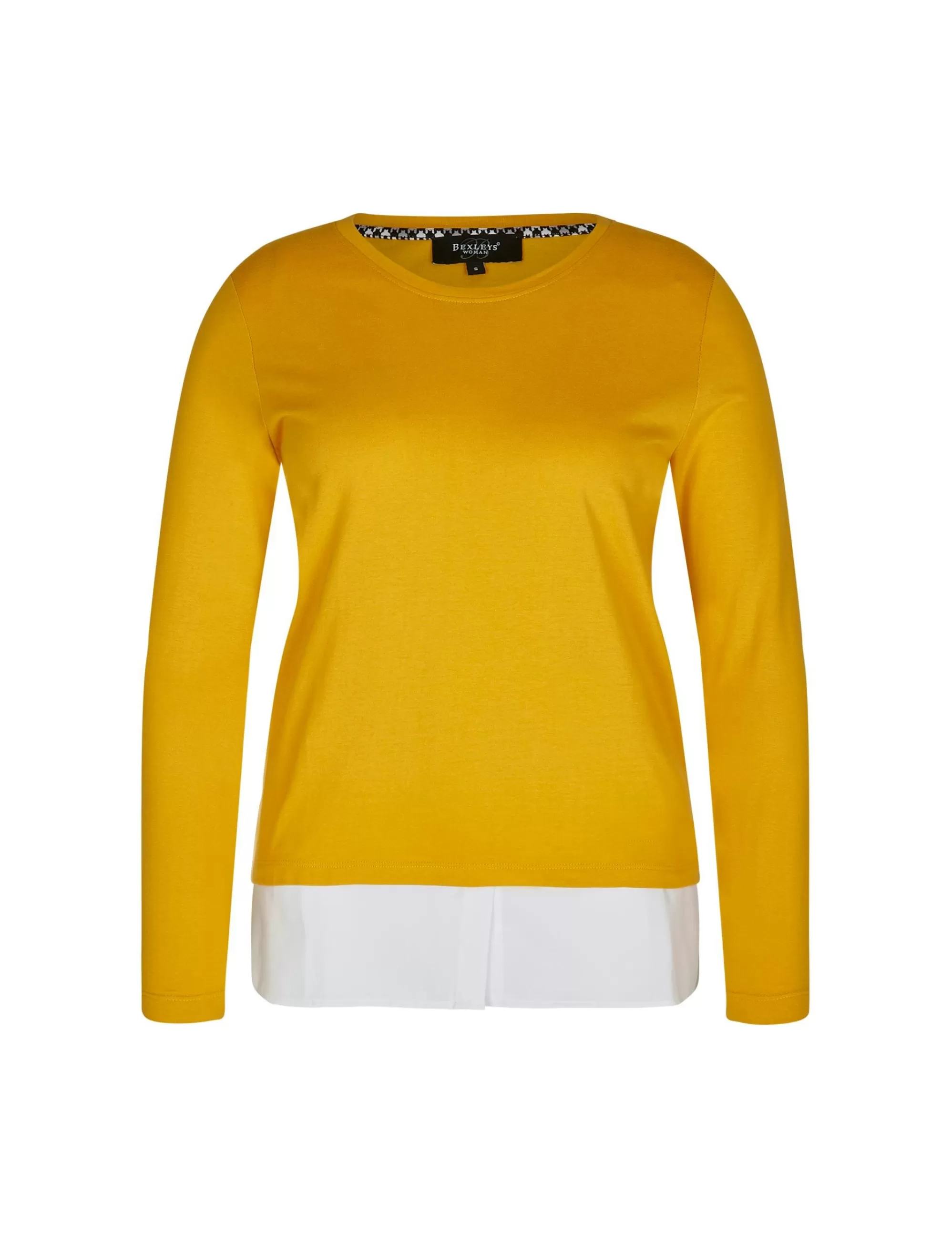 Bexleys woman Sweatshirt 2-In-1-Optik Mit Blusensaum Gelb/Weiß Best Sale