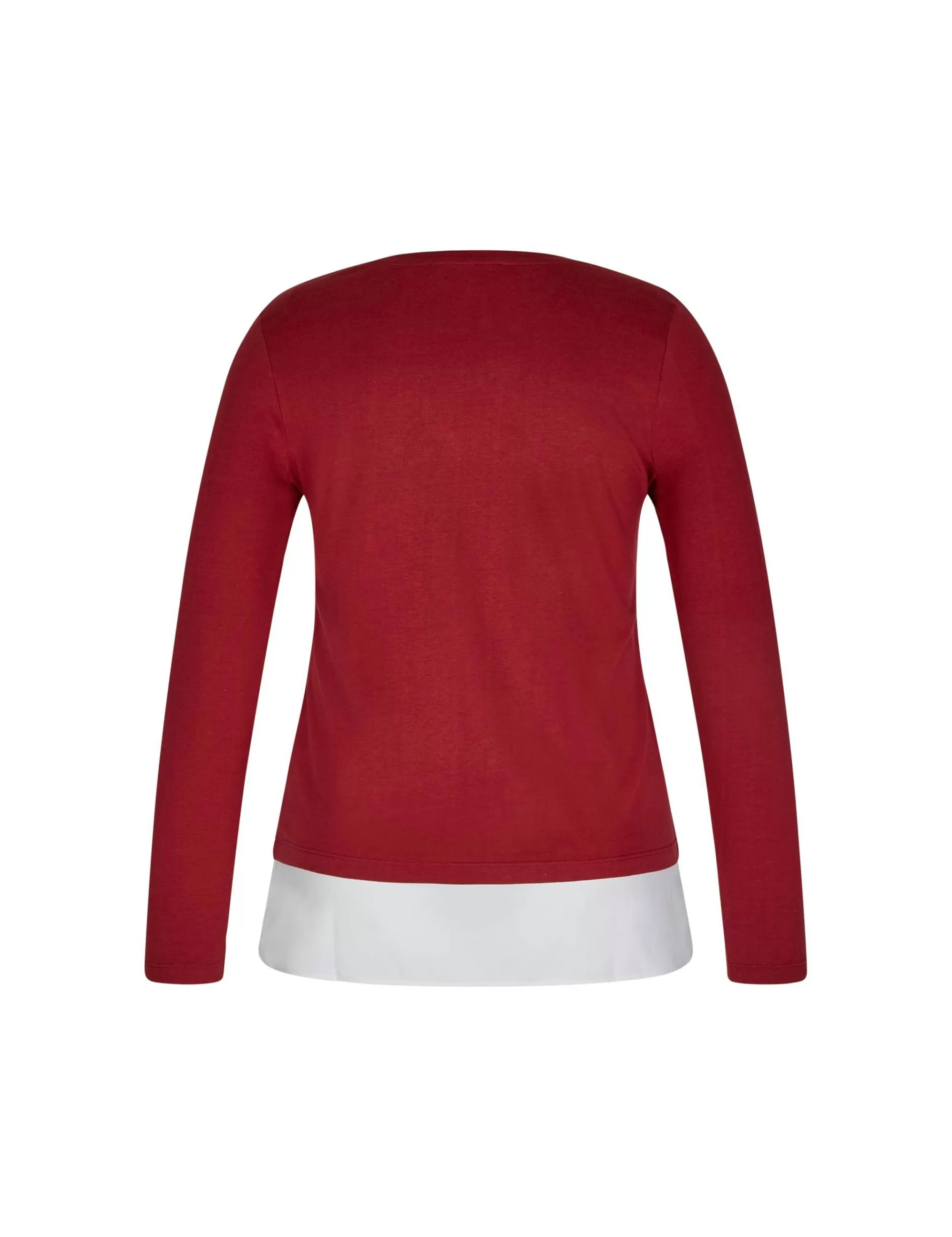 Bexleys woman Sweatshirt 2-In-1-Optik Mit Blusensaum Weinrot/Weiß Discount