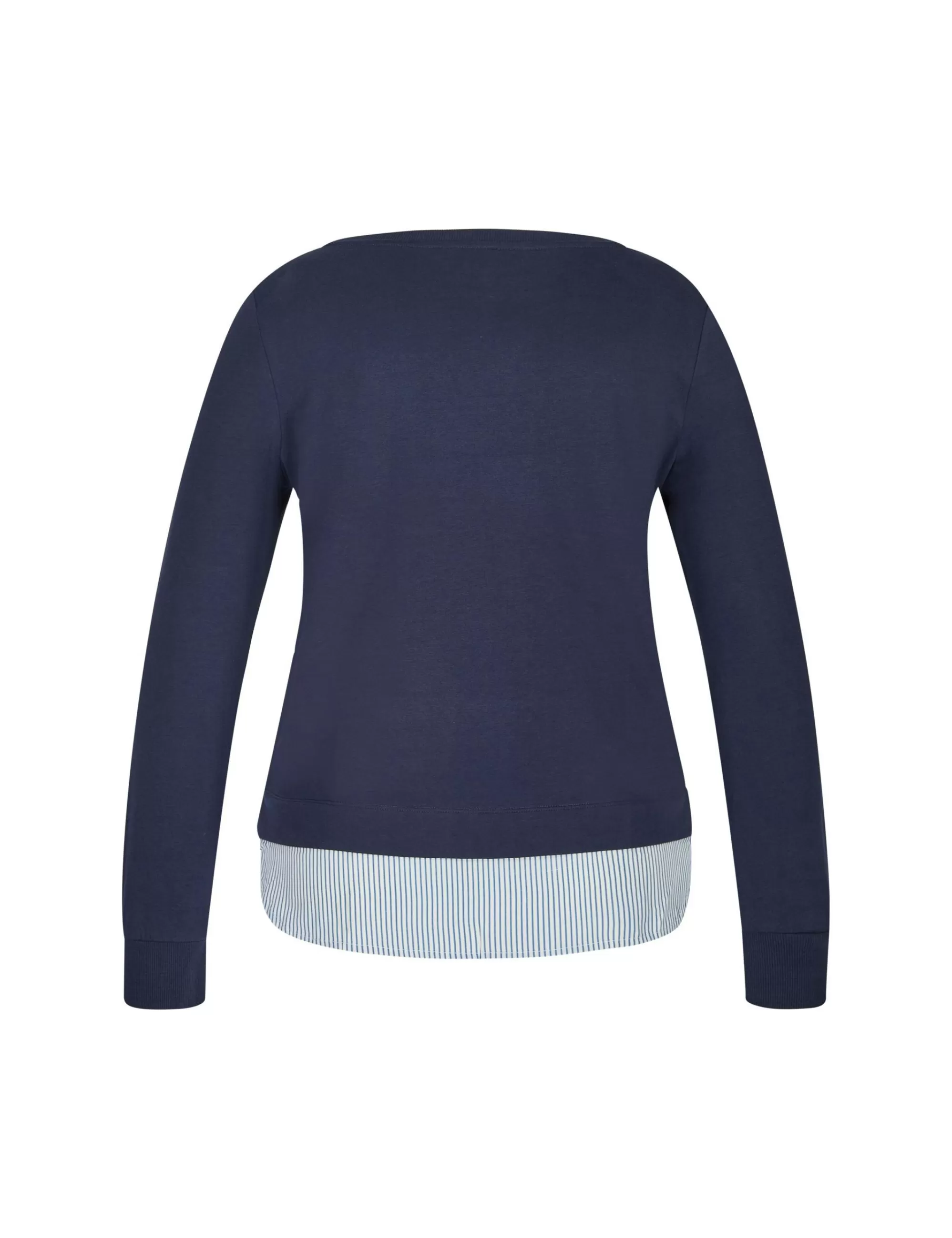 Via Cortesa Sweatshirt 2-In-1-Optik Mit Blusensaum Marine/Weiß Store