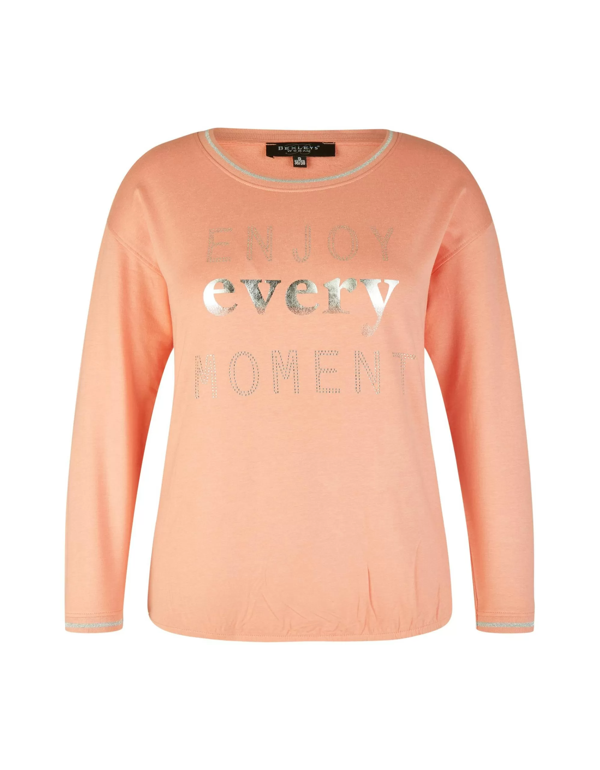 Bexleys woman Sweatshirt Mit Frontprint Und Ziersteine Orange Fashion