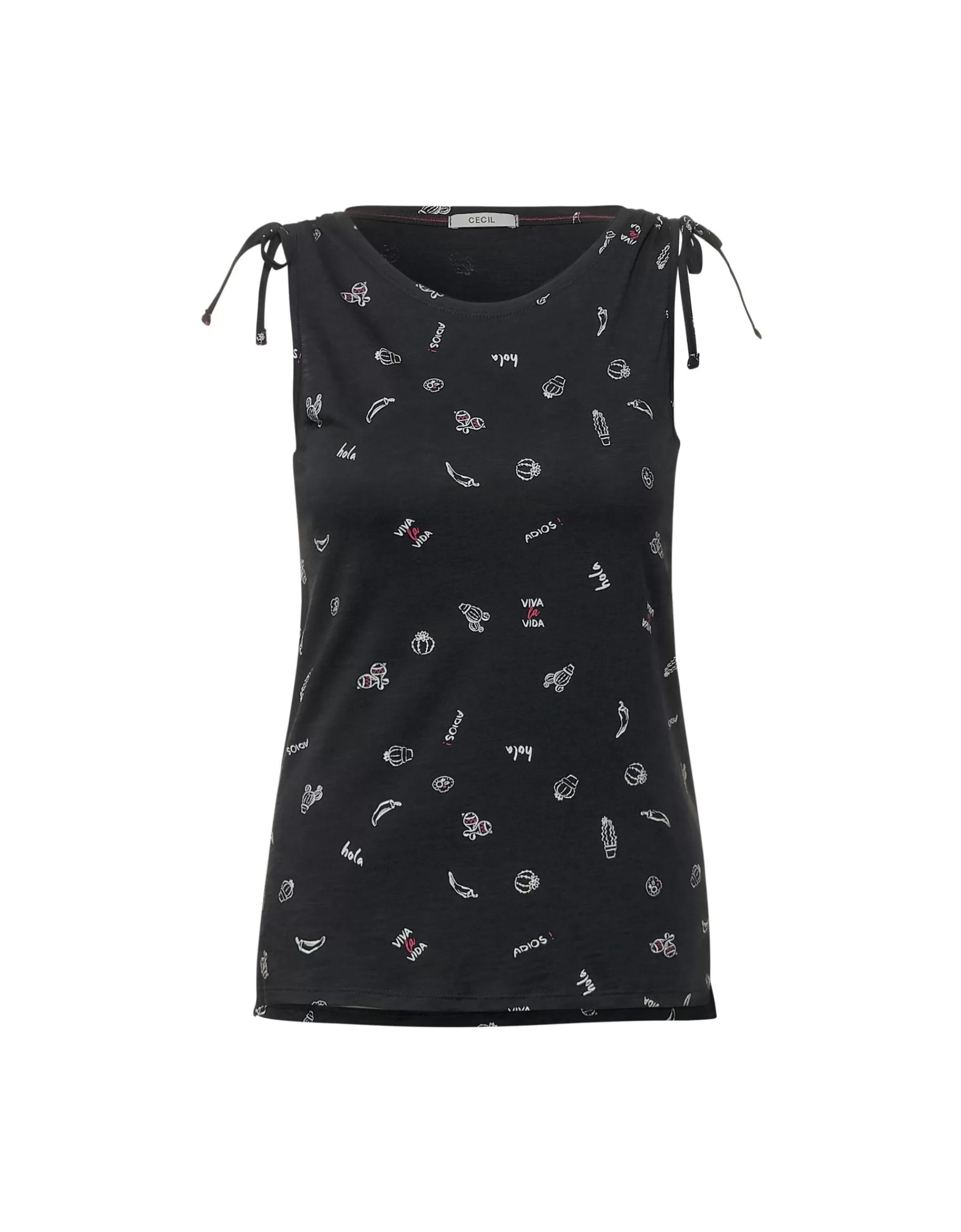 CECIL Top Mit Minimalprint Anthrazit Cheap