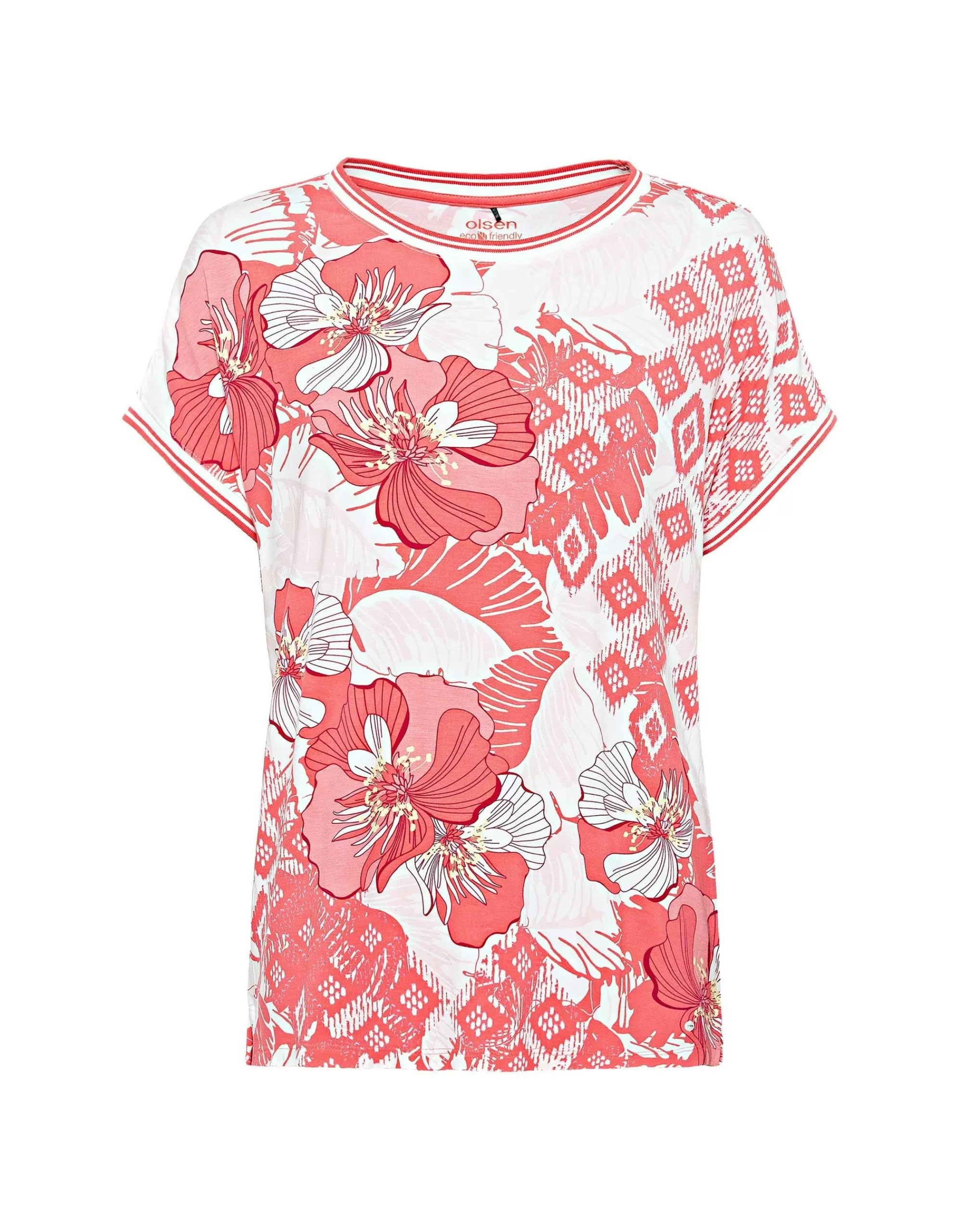 Olsen T-Shirt Mit Allover-Print Rot/Weiß Best Sale