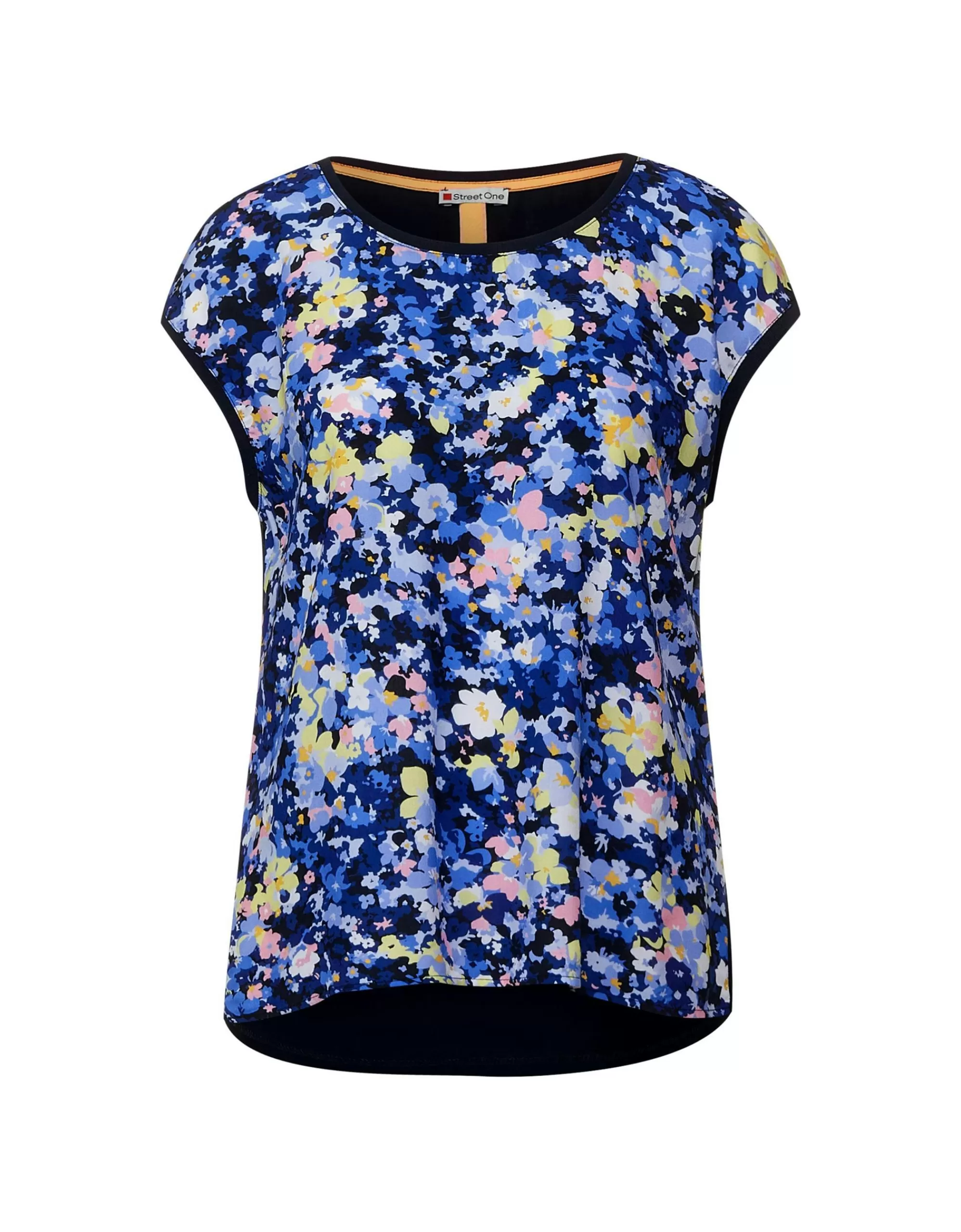 Street One T-Shirt Mit Blumen Print Blau/Rosa Outlet