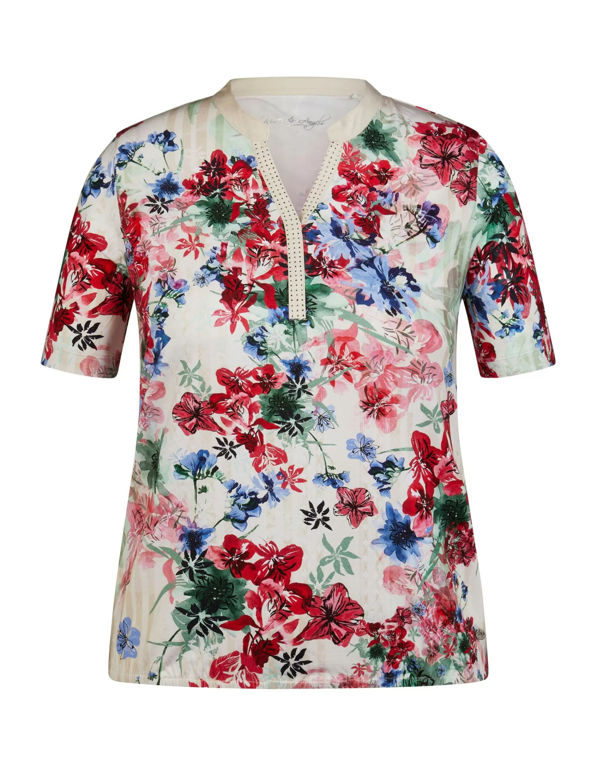 Roses & Angels T-Shirt Mit Blumendruck Creme Flash Sale