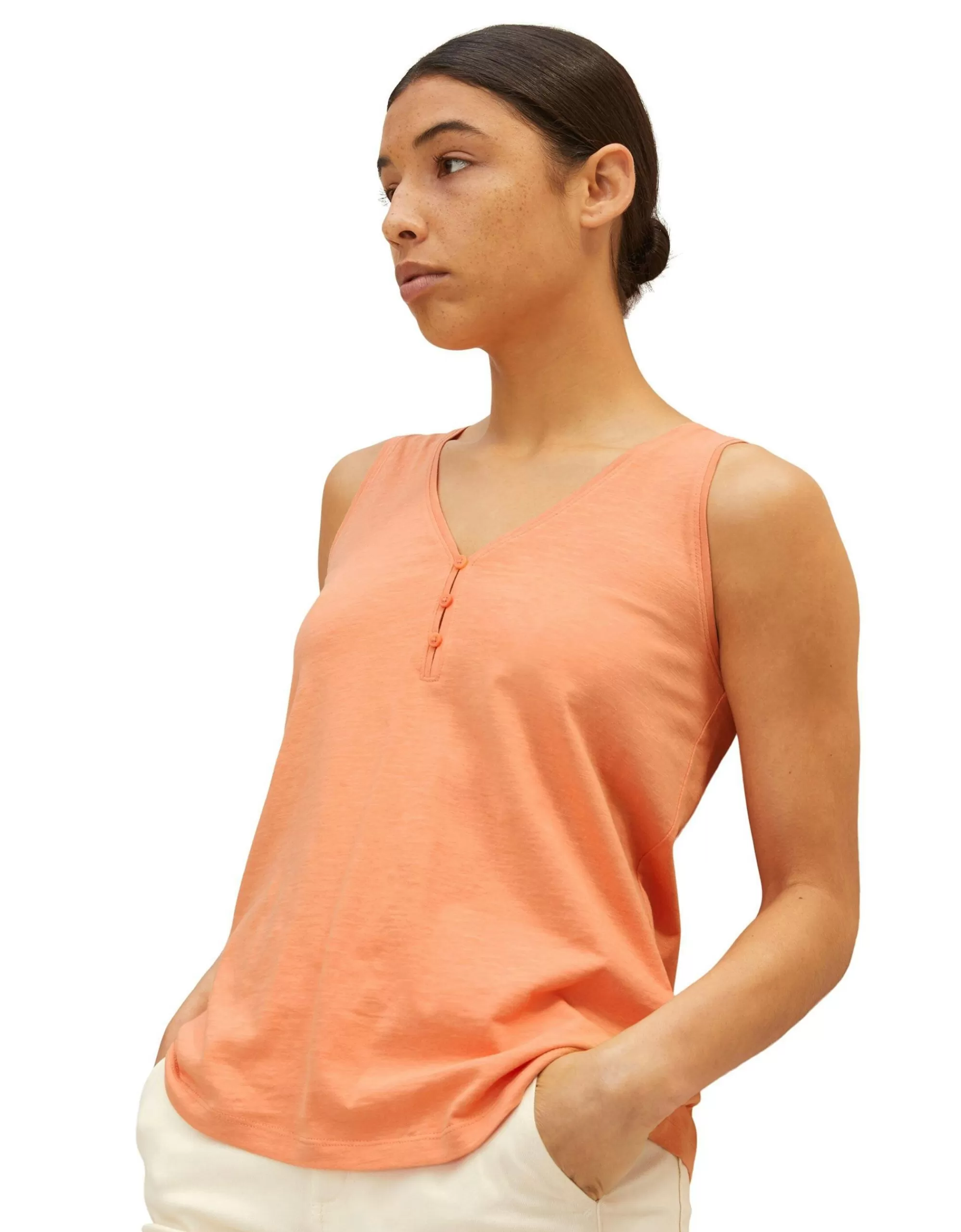 TOM TAILOR T-Shirt Mit Deko Knopfleiste Coral Online