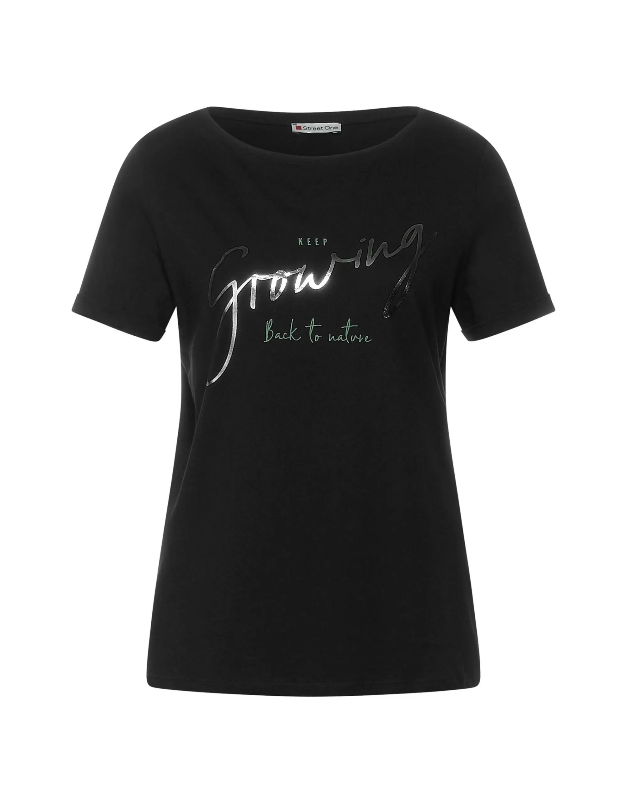 Street One T-Shirt Mit Folienprint Schwarz Shop