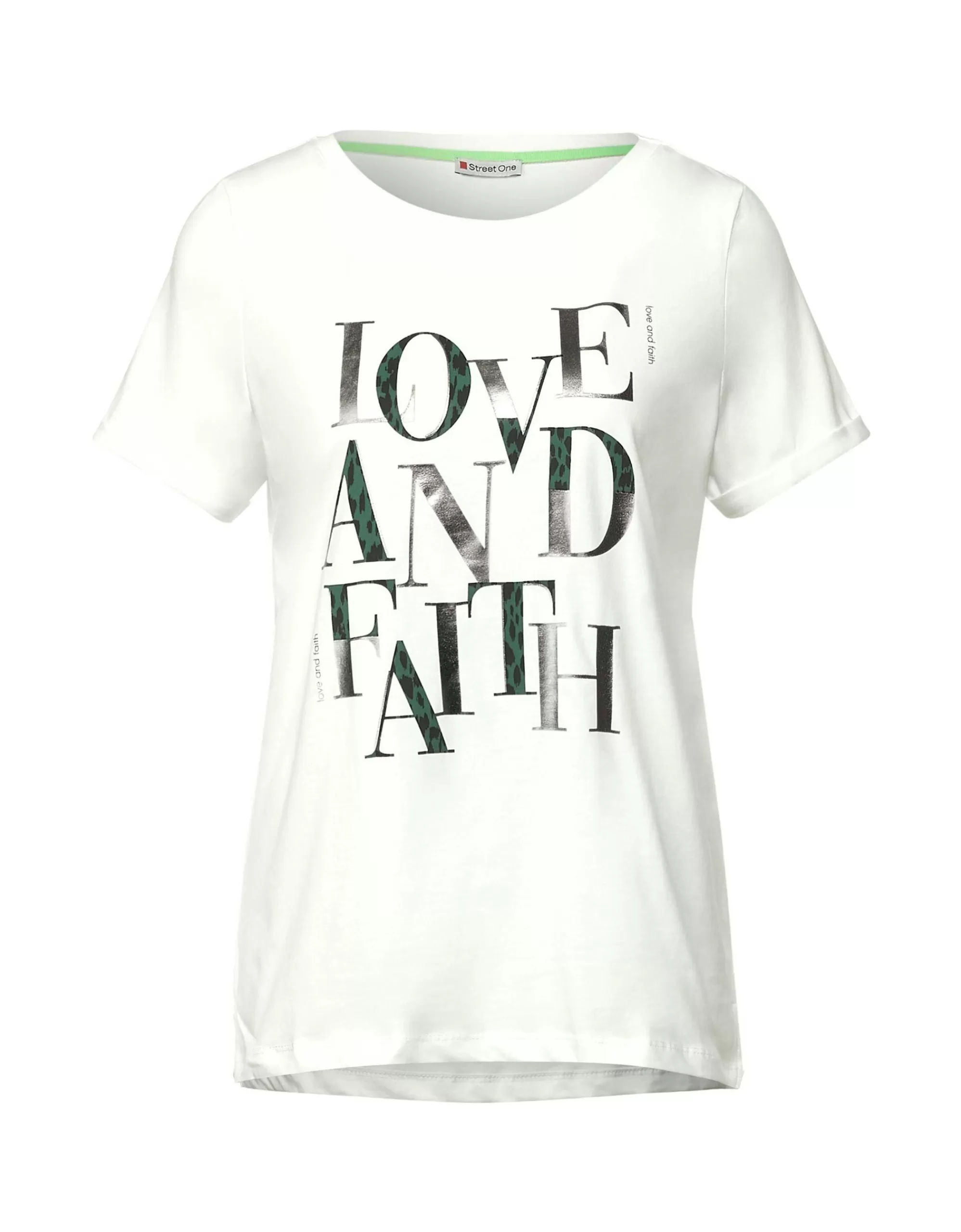 Street One T-Shirt Mit Folienprint Offwhite Cheap