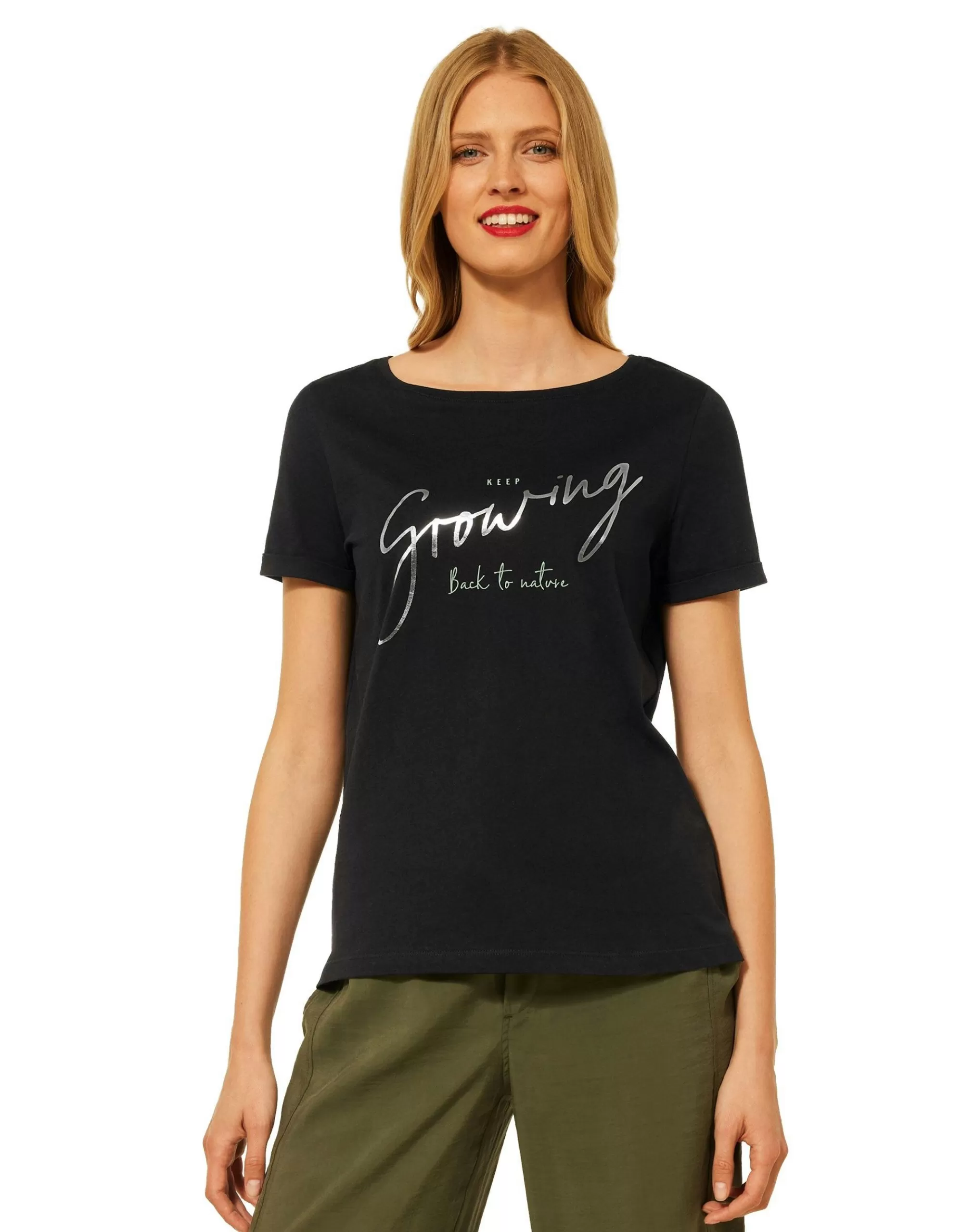 Street One T-Shirt Mit Folienprint Schwarz Shop