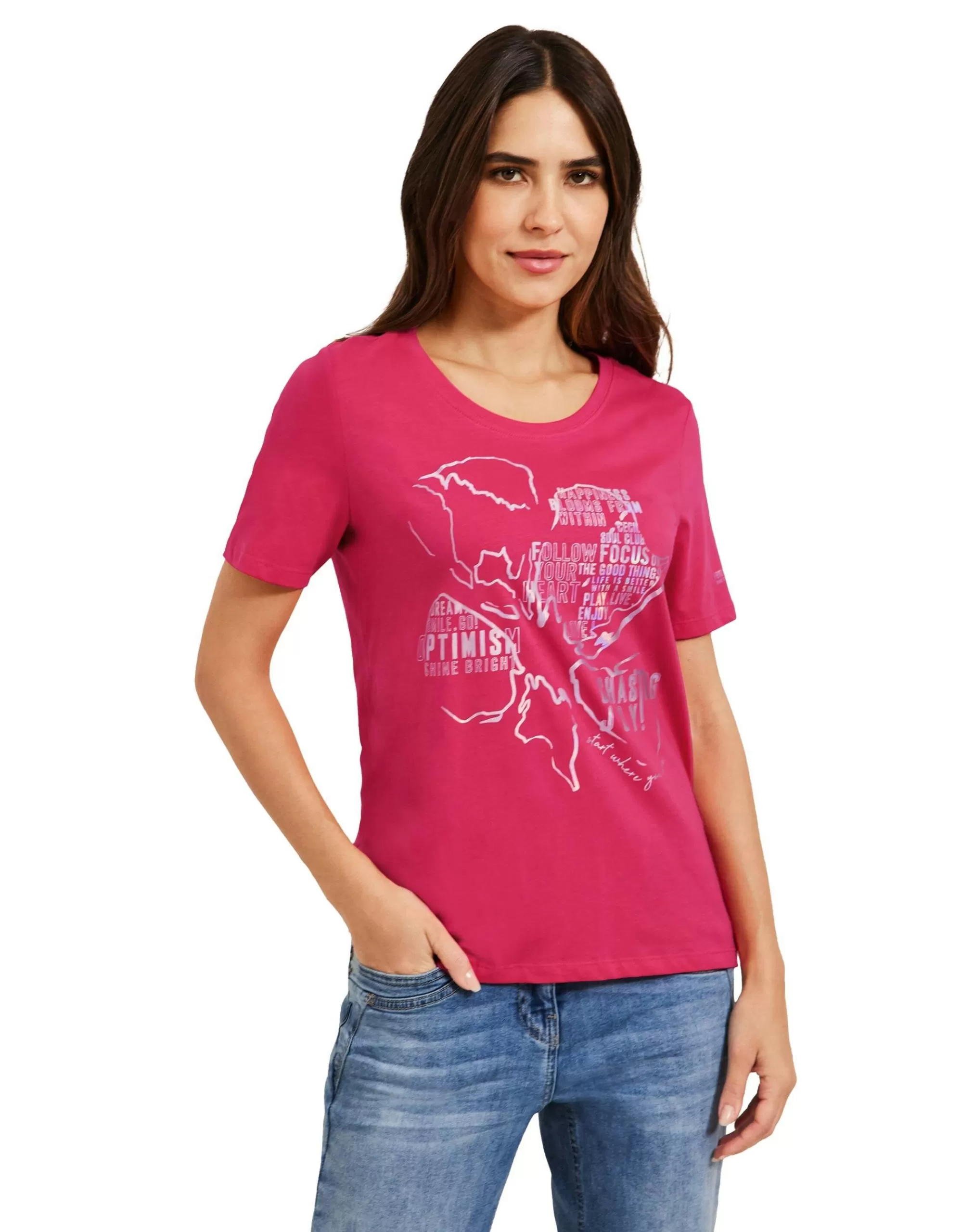 CECIL T-Shirt Mit Folienprint Pink Fashion