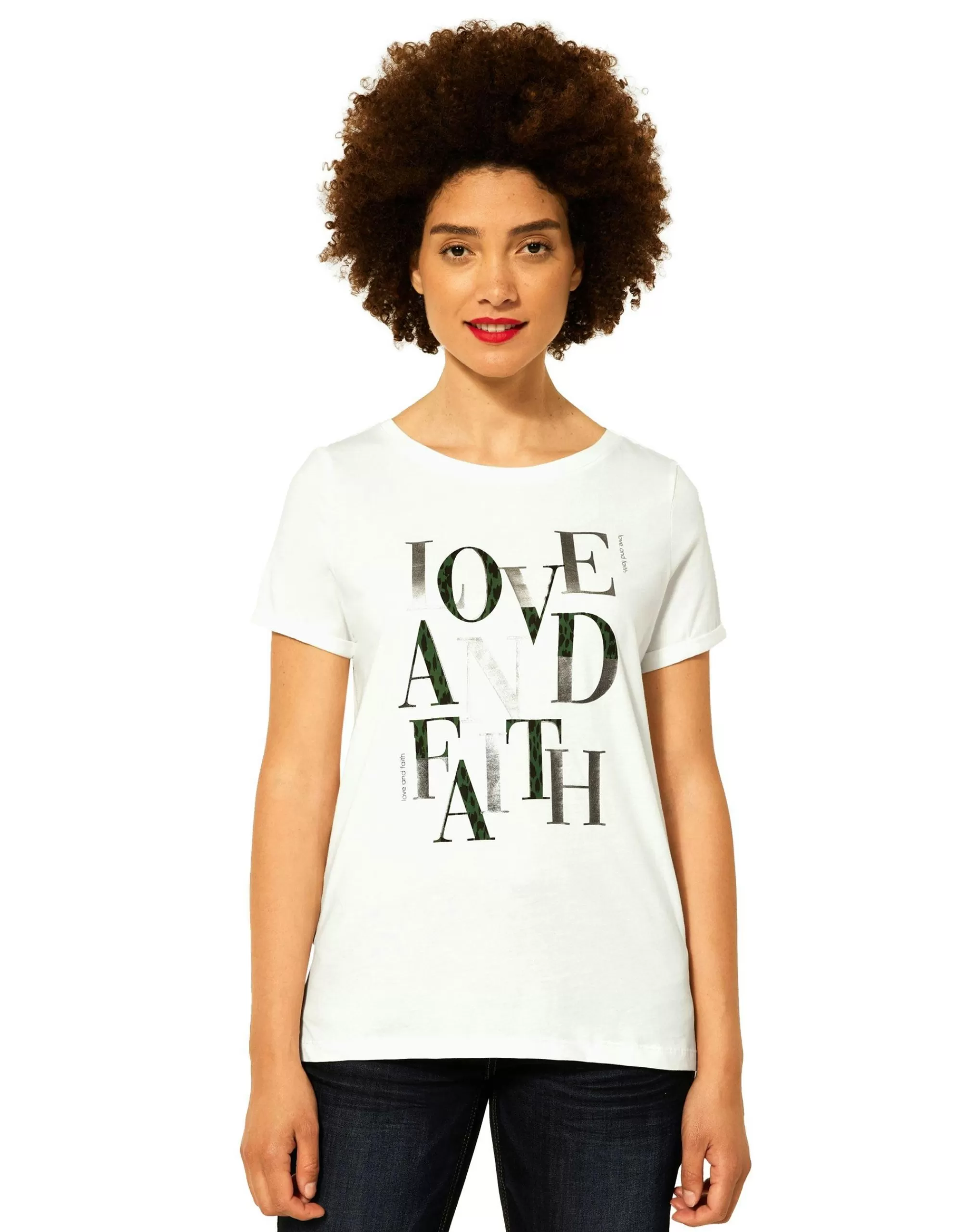 Street One T-Shirt Mit Folienprint Offwhite Cheap