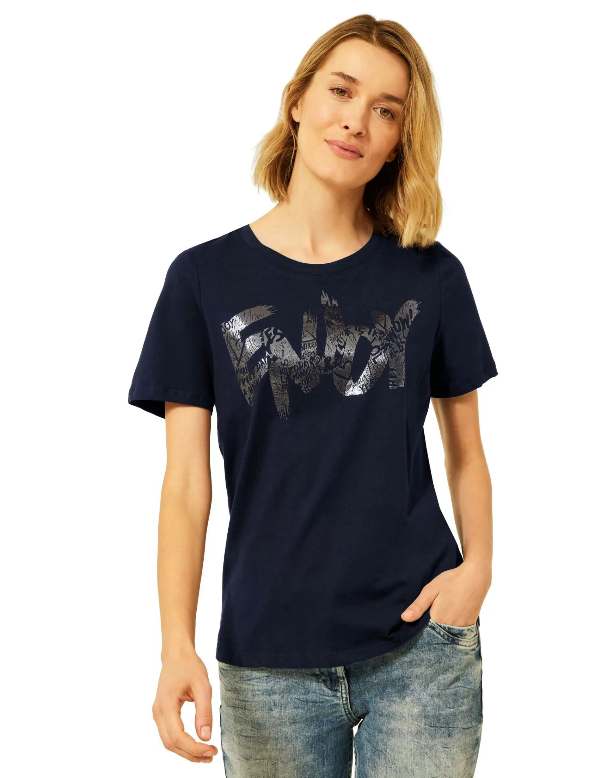 CECIL T-Shirt Mit Fotoprint Dunkelblau Discount