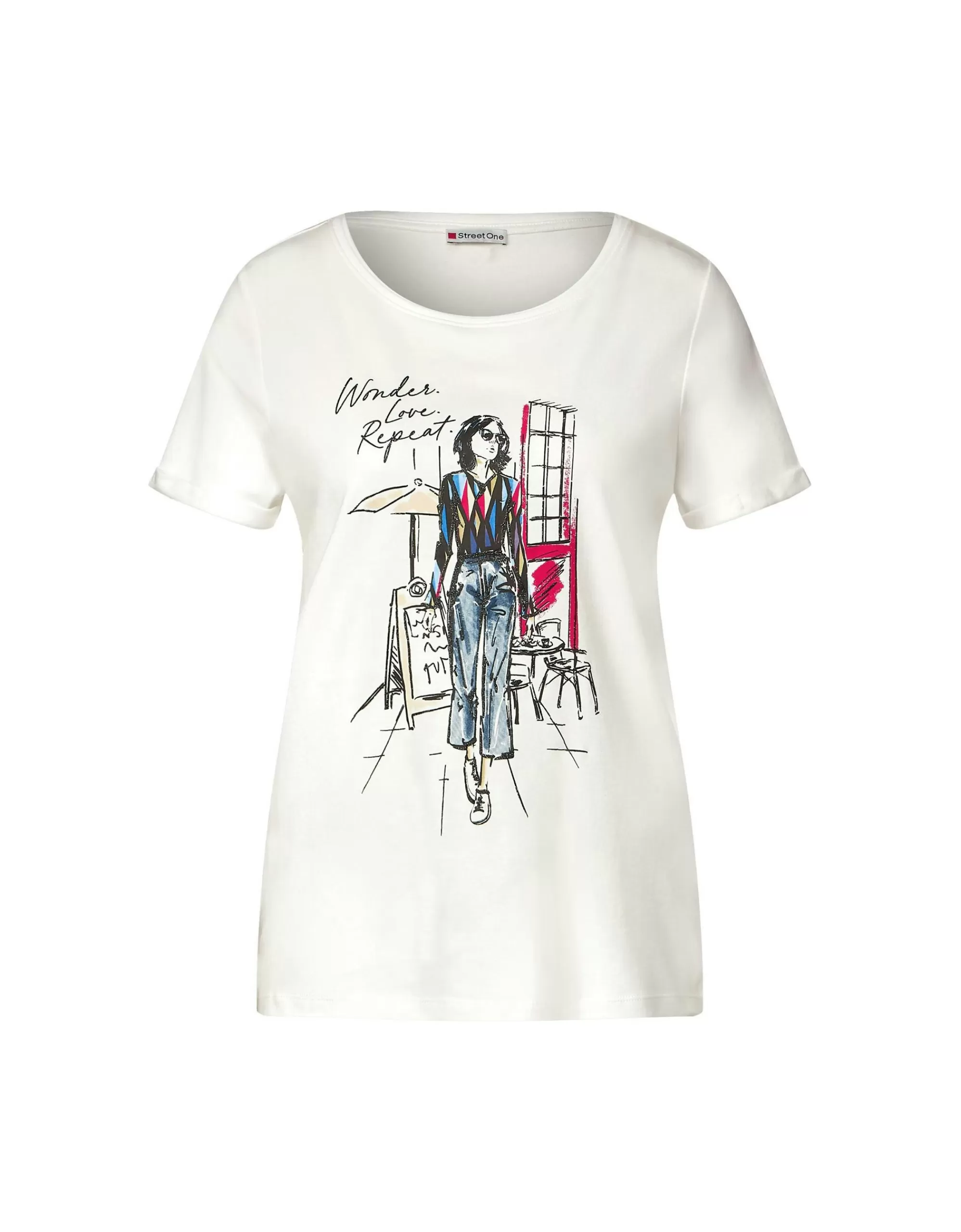 Street One T-Shirt Mit Lady Print Offwhite Store