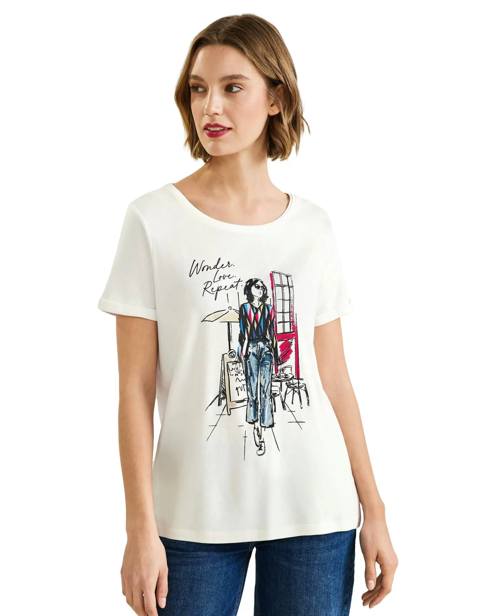 Street One T-Shirt Mit Lady Print Offwhite Store