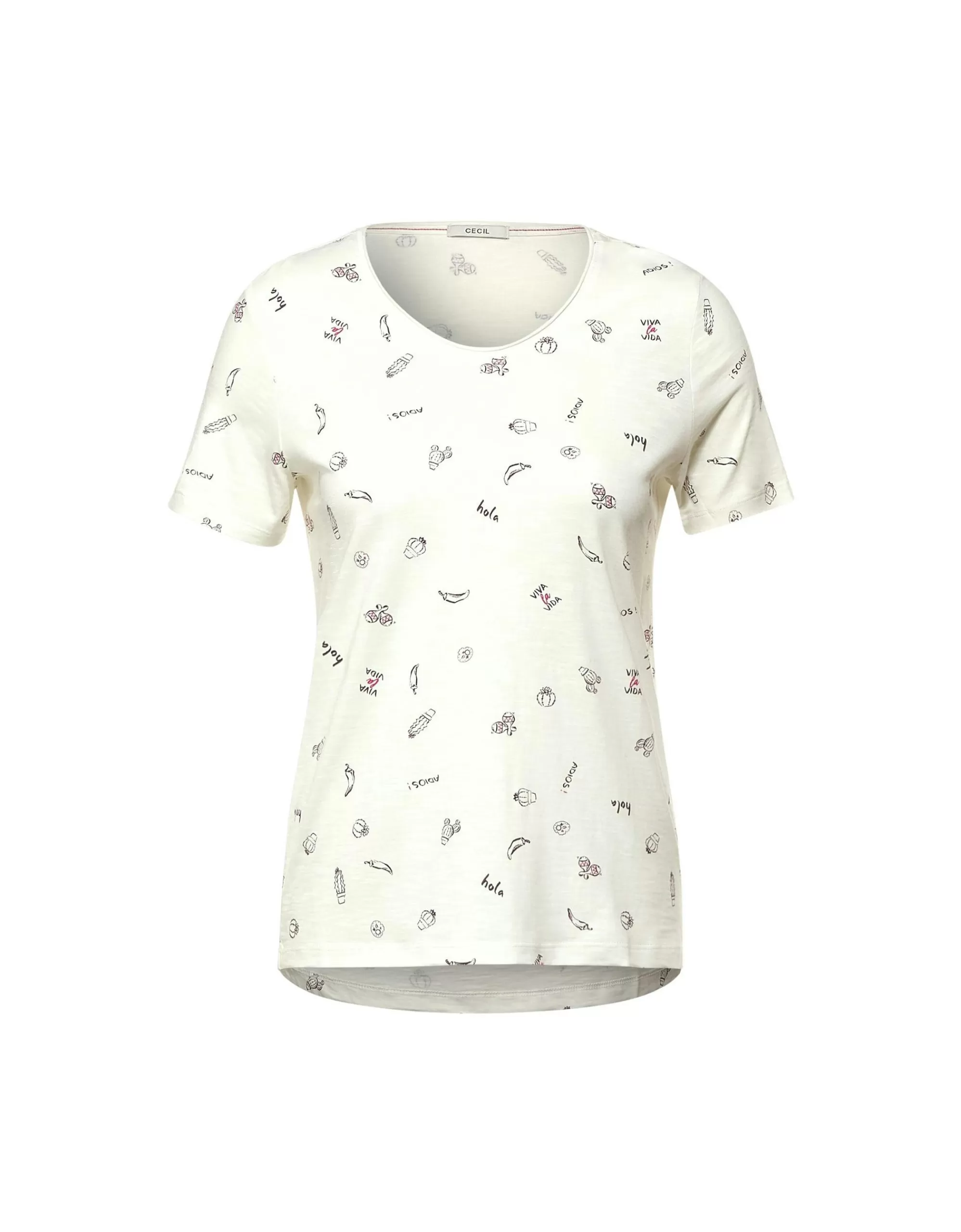 CECIL T-Shirt Mit Minimalprint Creme Cheap