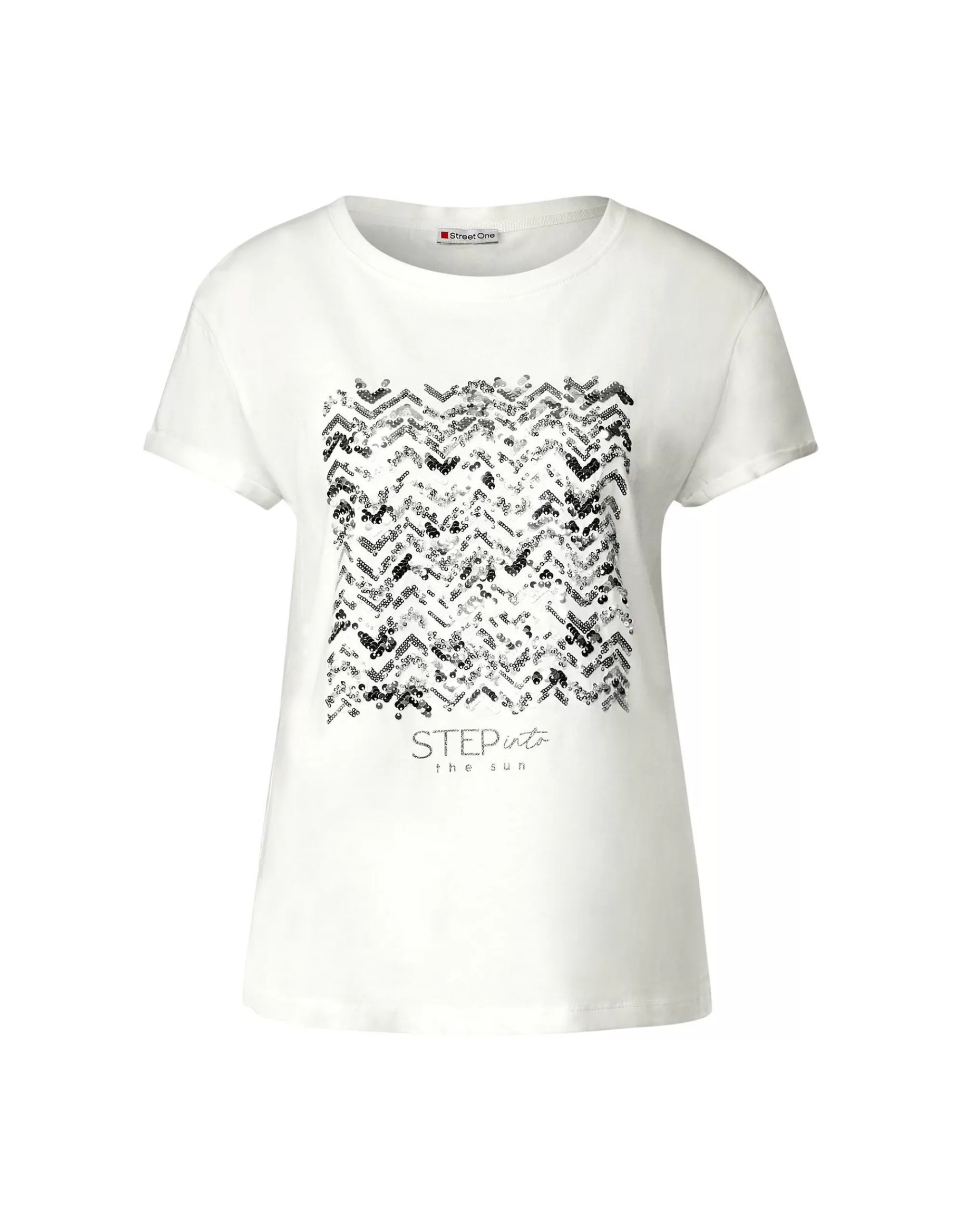 Street One T-Shirt Mit Paillettendetail Offwhite Discount