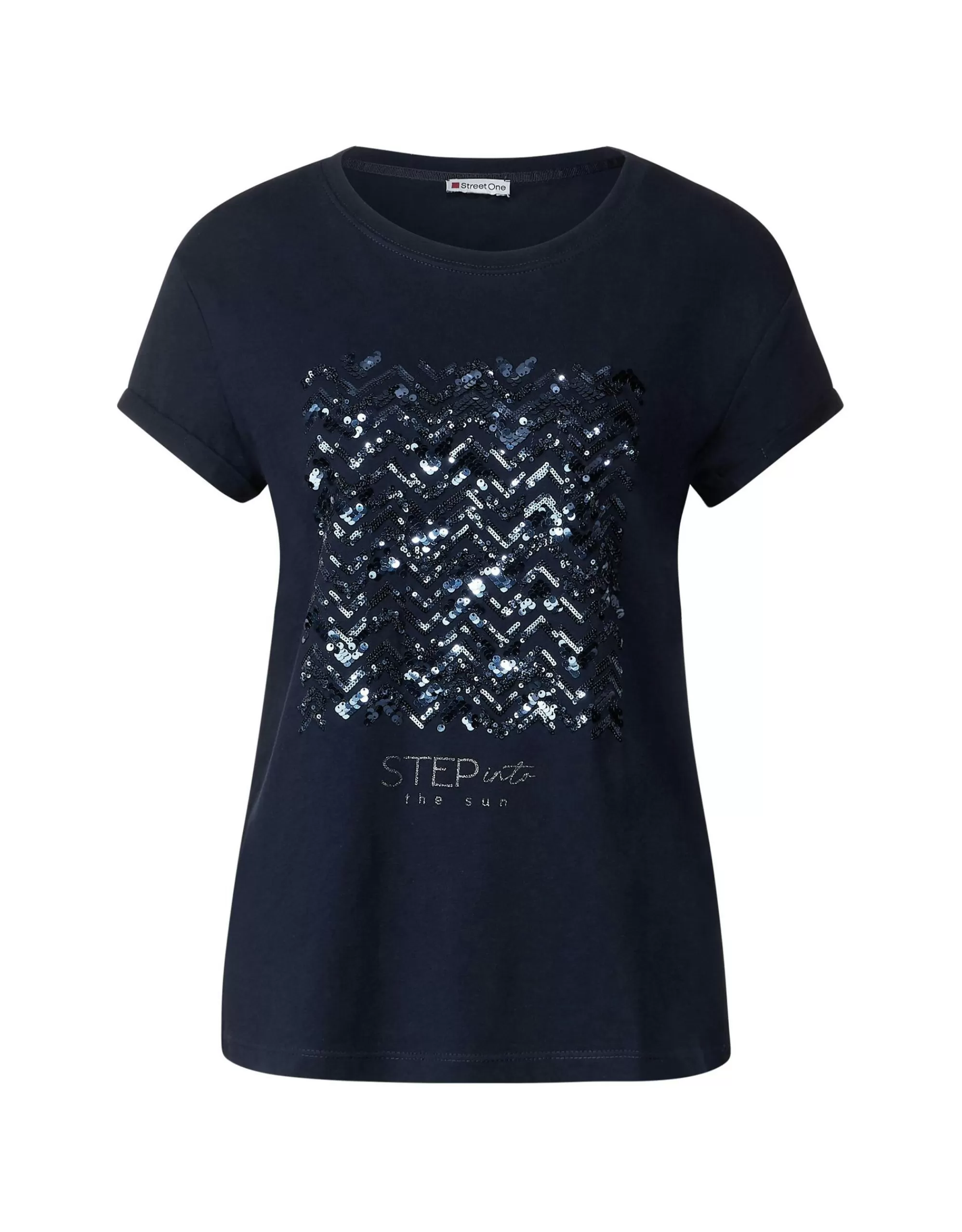 Street One T-Shirt Mit Paillettendetail Dunkelblau Clearance