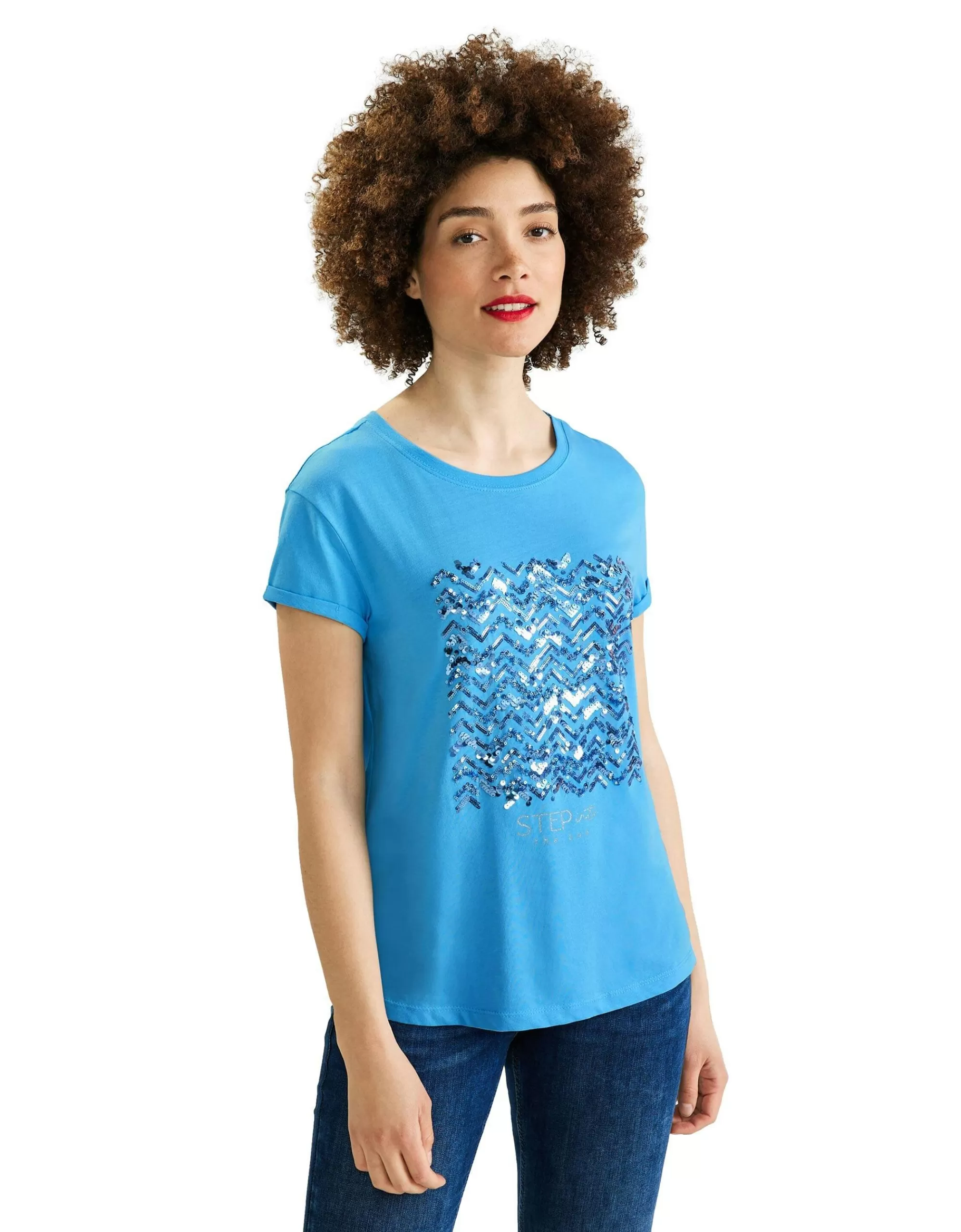 Street One T-Shirt Mit Paillettendetail Hellblau Shop