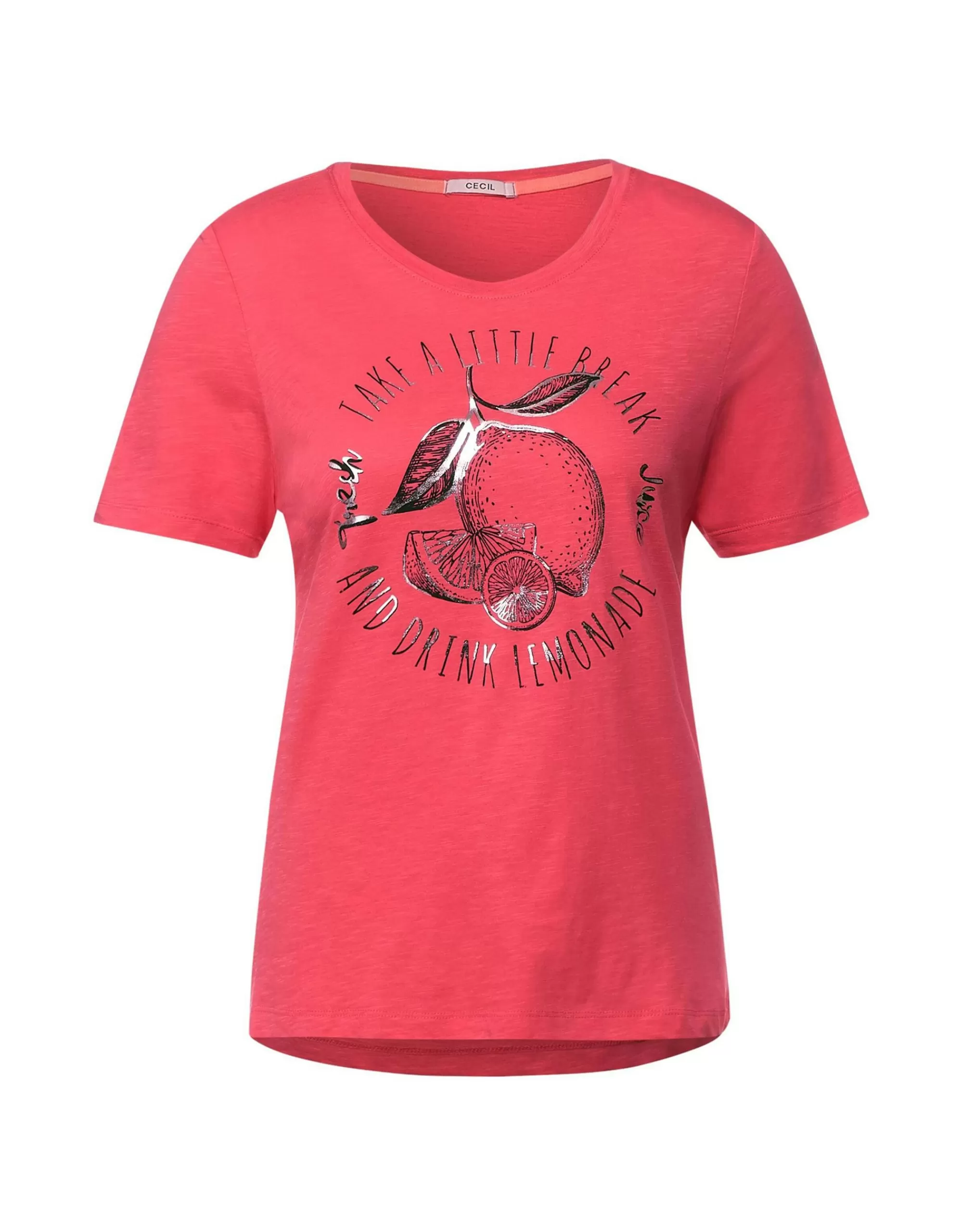 CECIL T-Shirt Mit Partprint Coral Sale