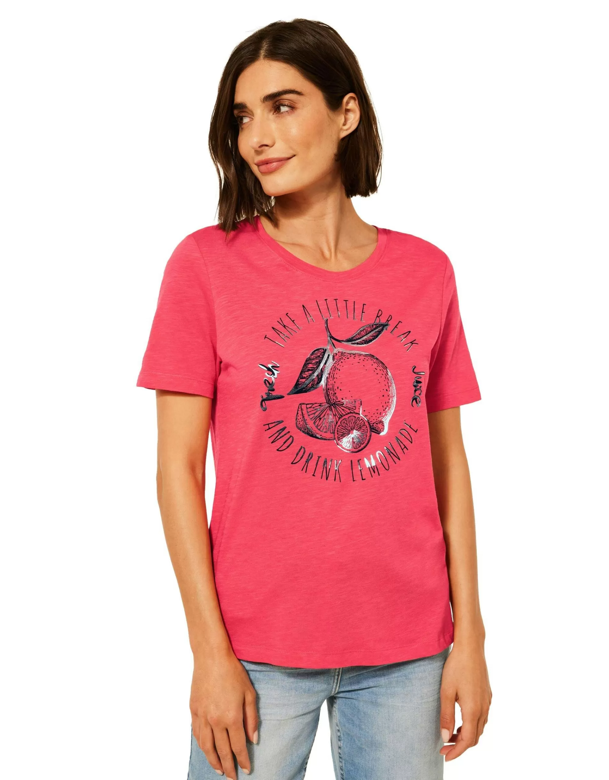 CECIL T-Shirt Mit Partprint Coral Sale