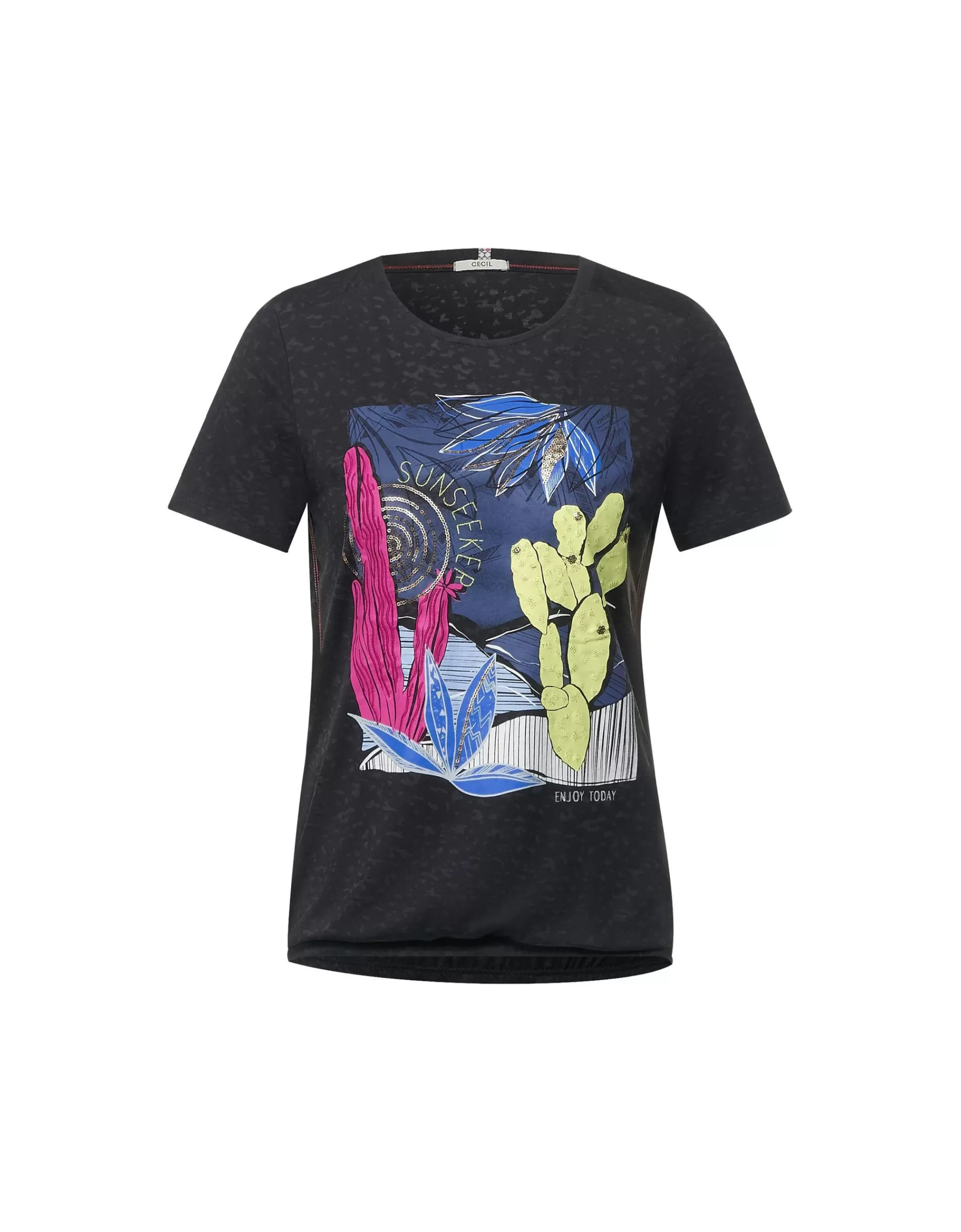 CECIL T-Shirt Mit Print Anthrazit Flash Sale