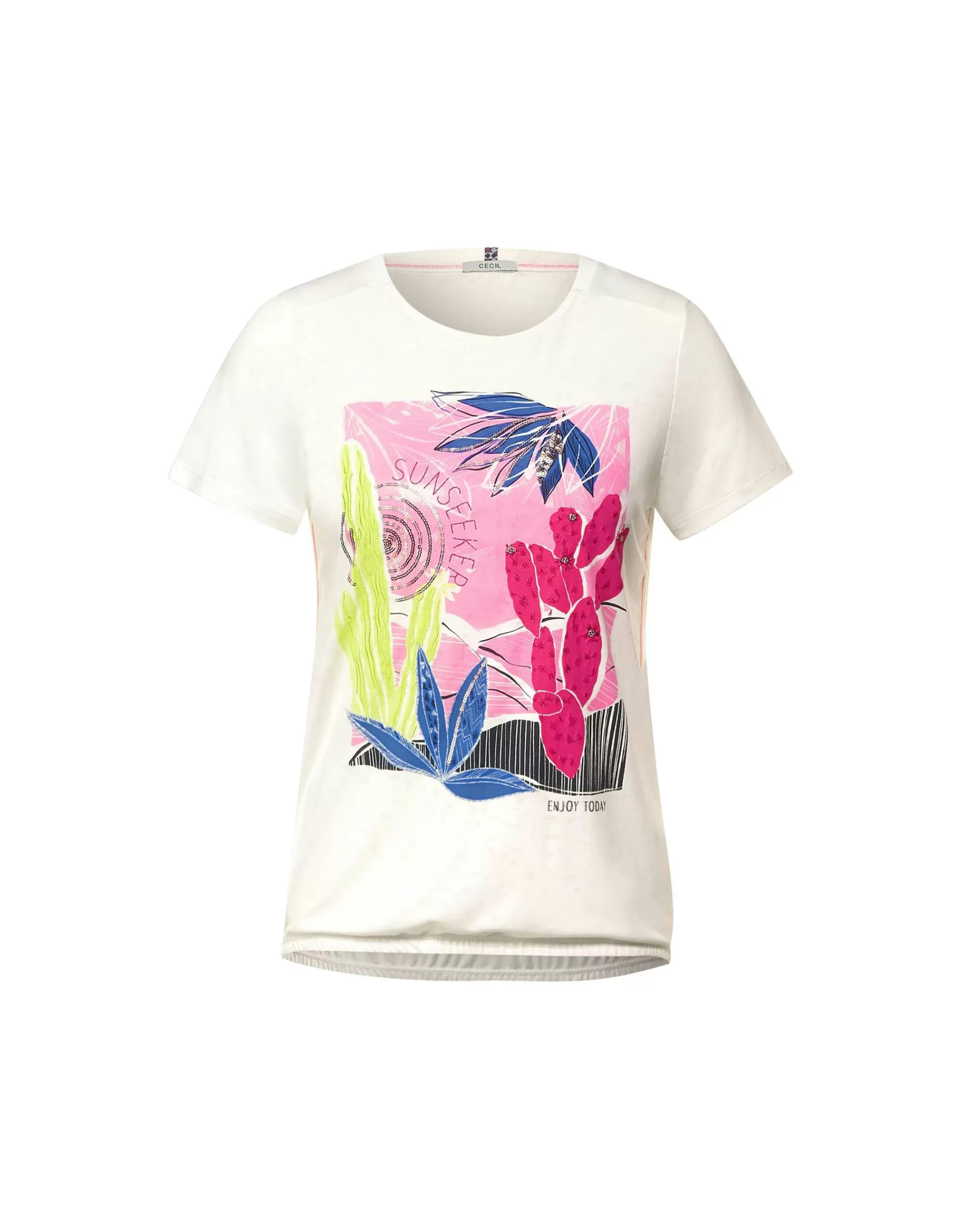 CECIL T-Shirt Mit Print Creme Fashion