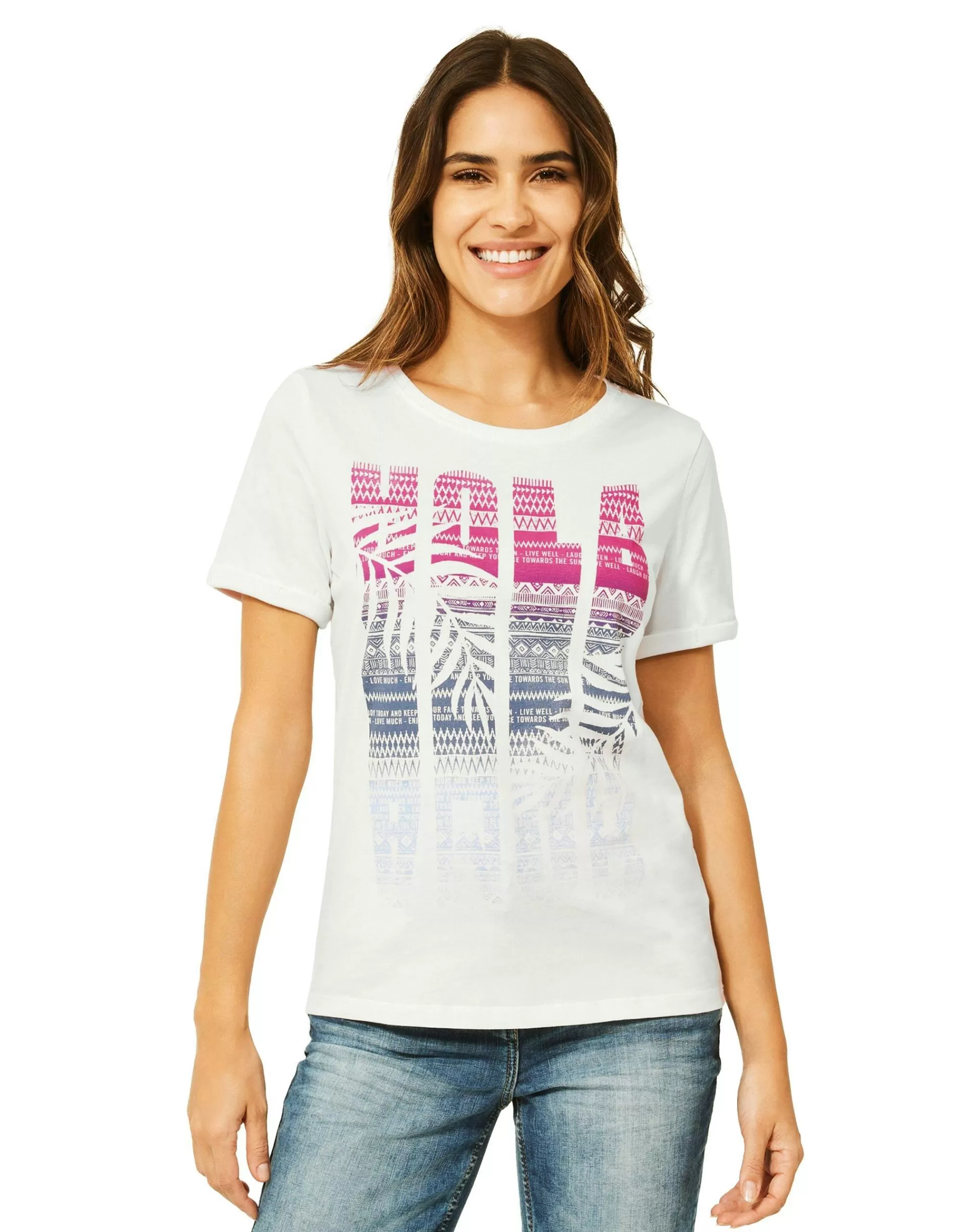 CECIL T-Shirt Mit Print Creme Hot