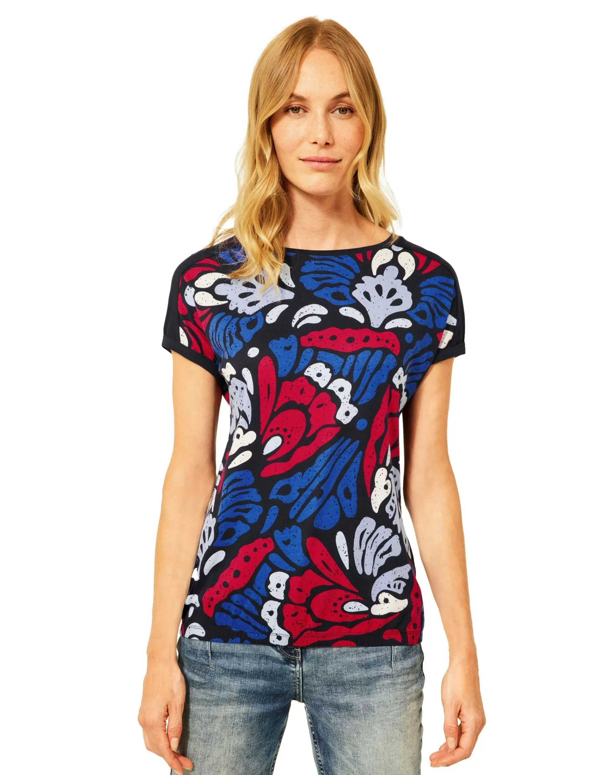 Street One T-Shirt Mit Print Dunkelblau Cheap