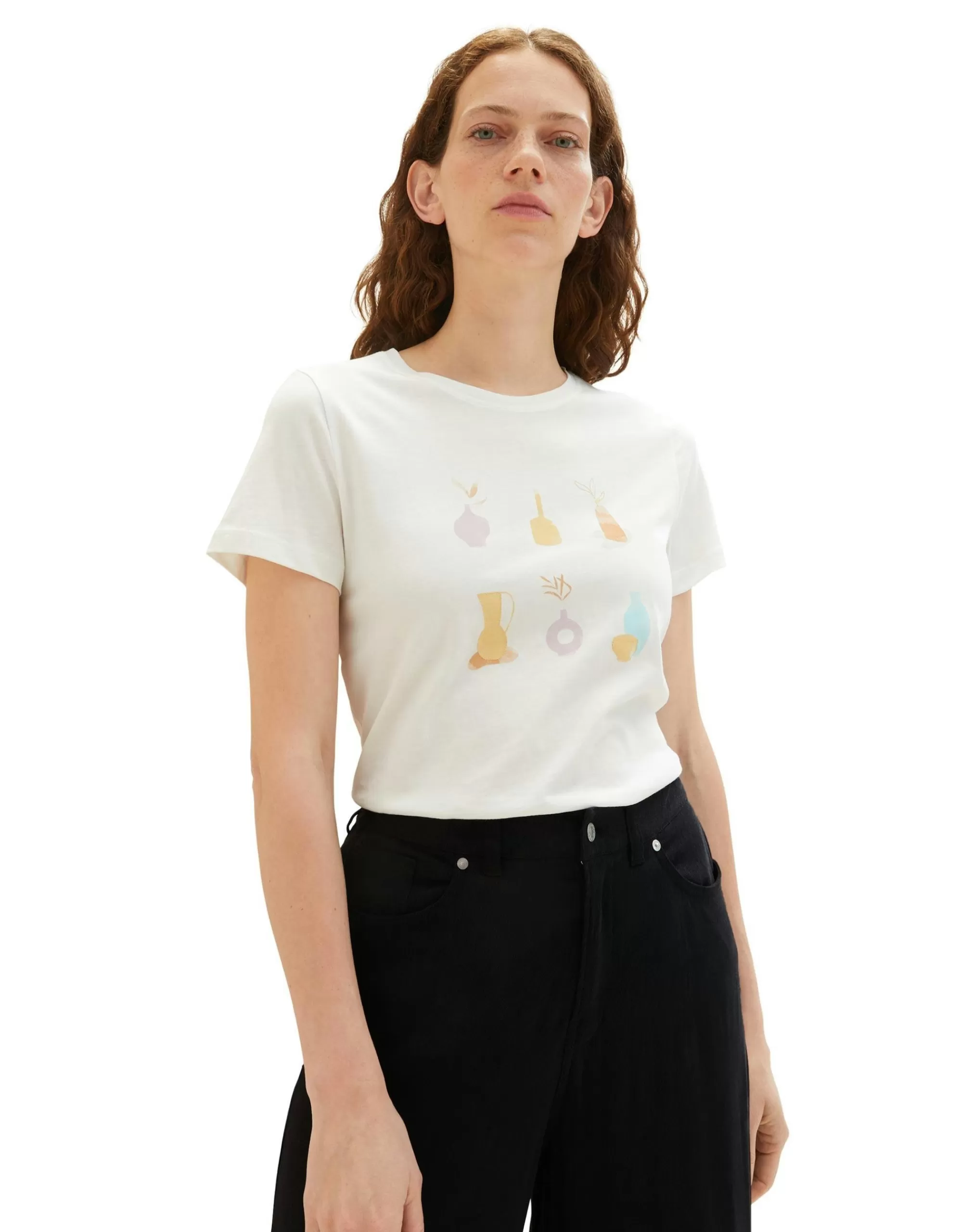 TOM TAILOR T-Shirt Mit Print Weiß Fashion