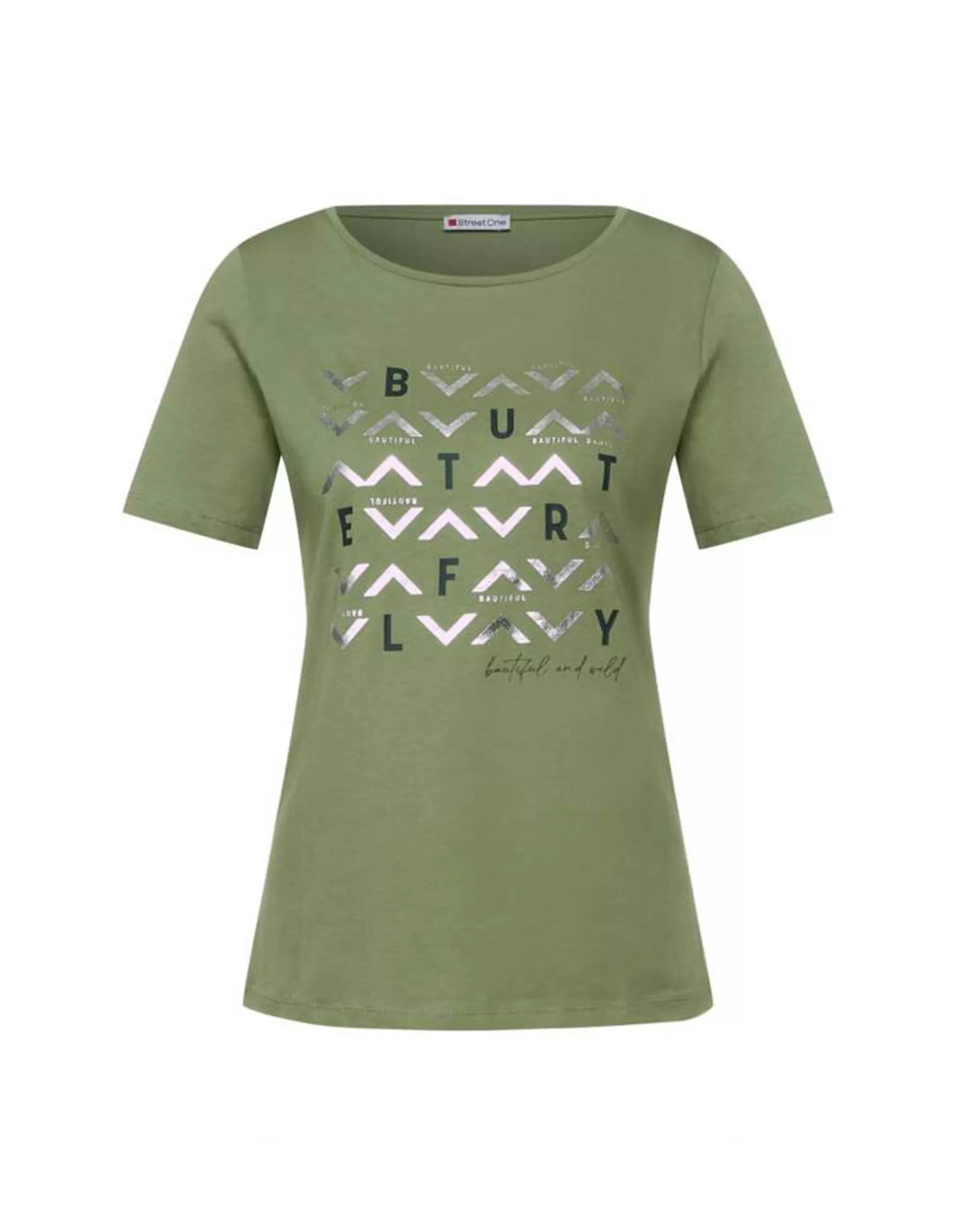 Street One T-Shirt Mit Schimmerndem Print Oliv Sale