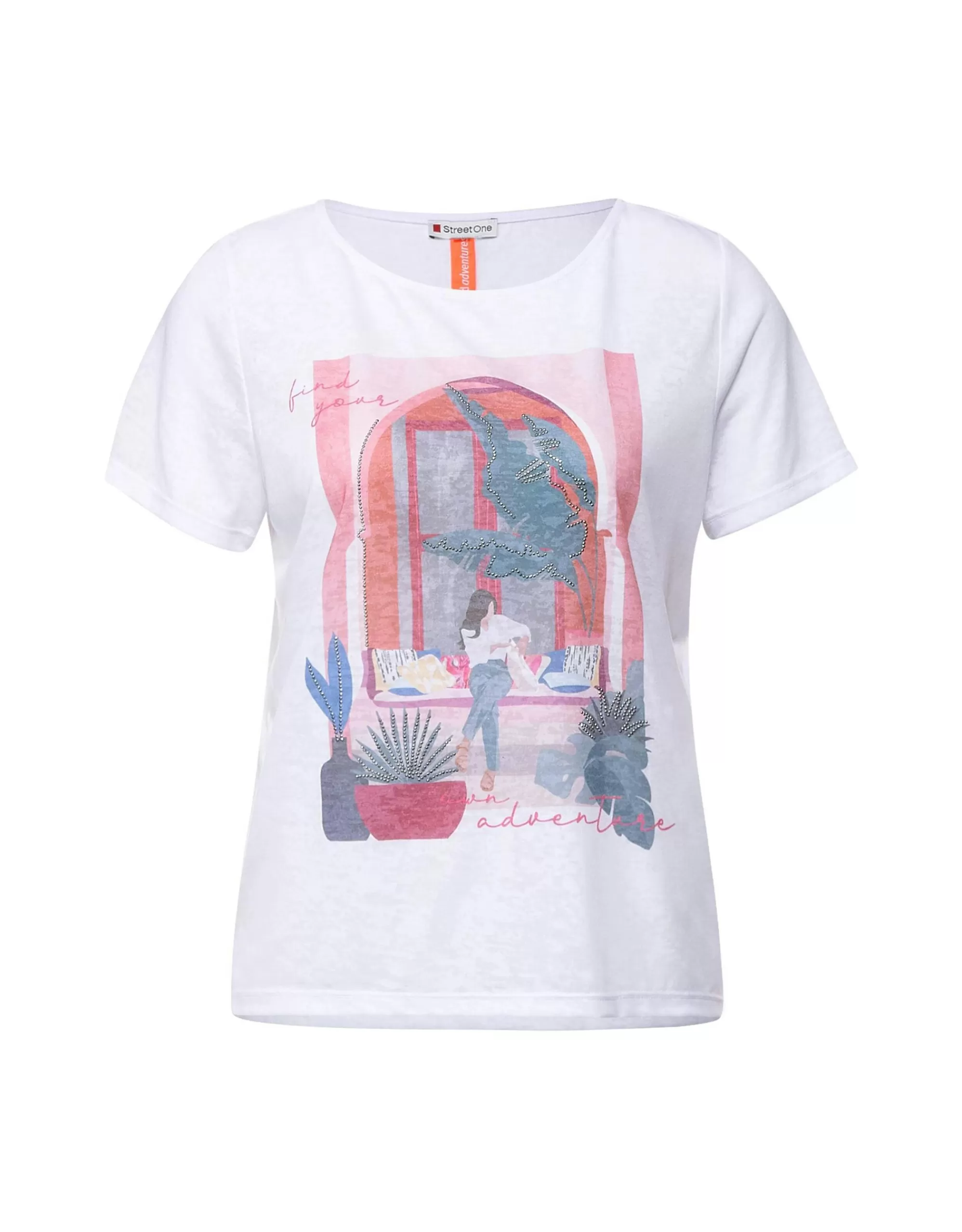 Street One T-Shirt Mit Steinchen Deko Weiß Shop