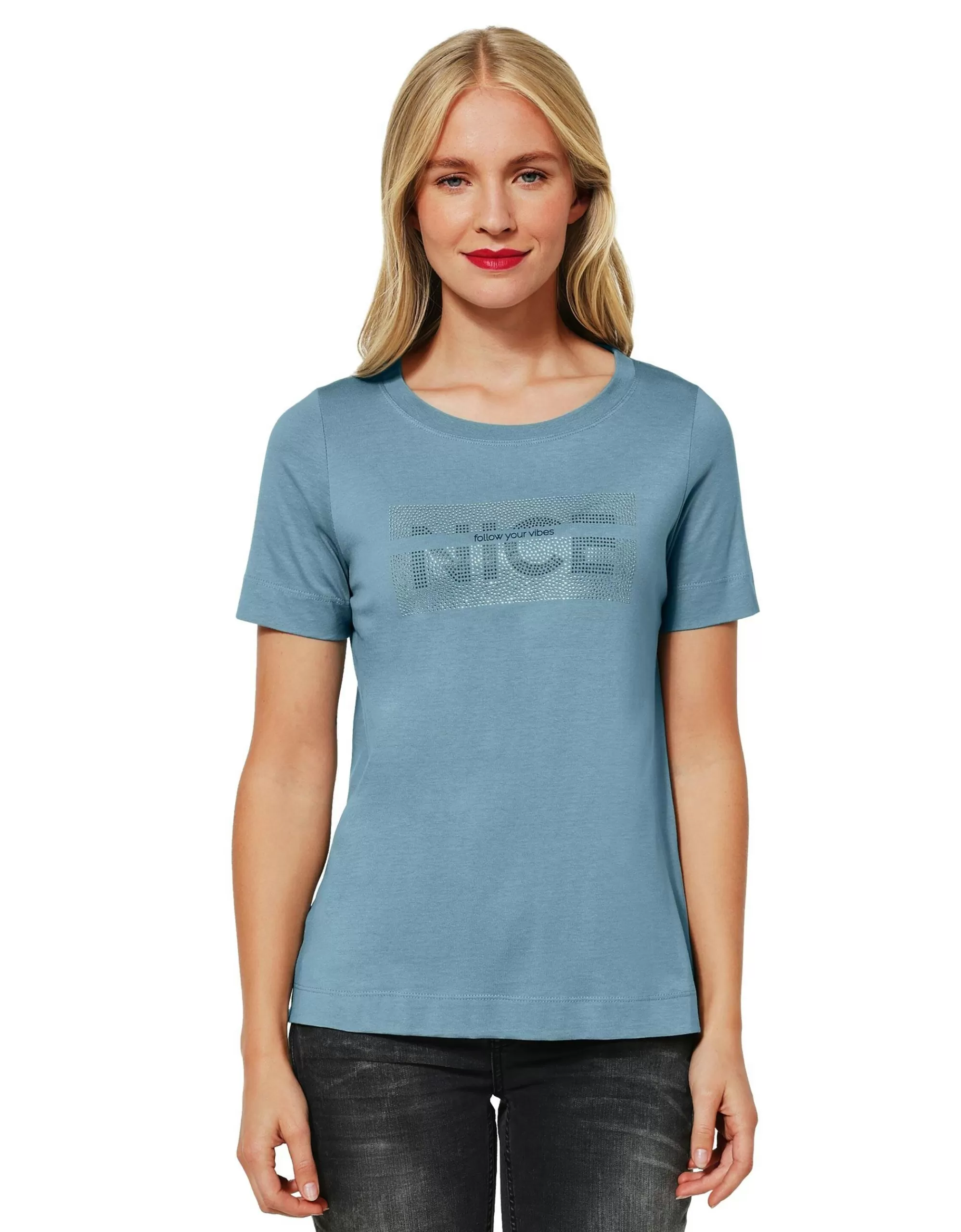 Street One T-Shirt Mit Steinchendetail Blau Outlet