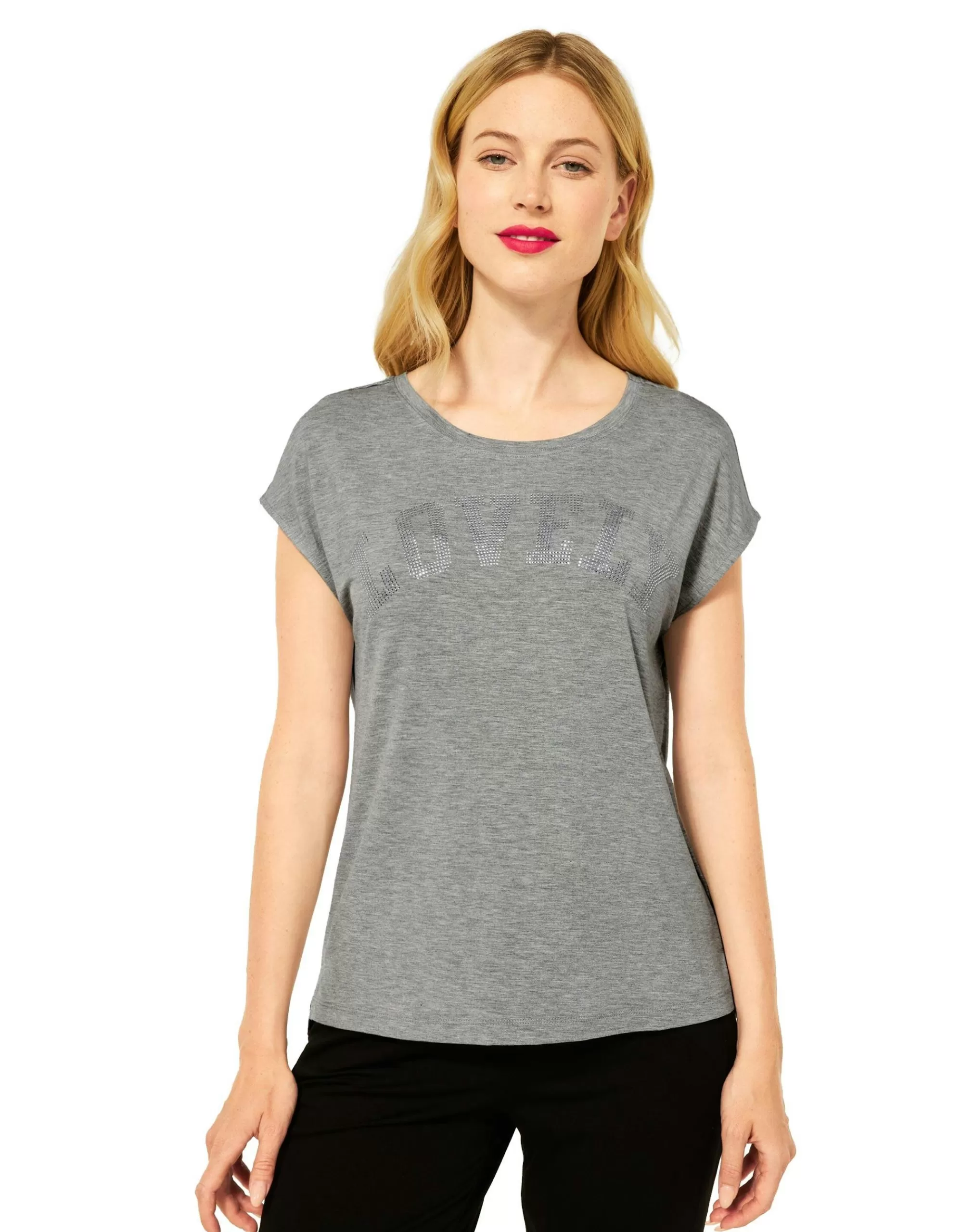 Street One T-Shirt Mit Steinchendetails Grau Cheap